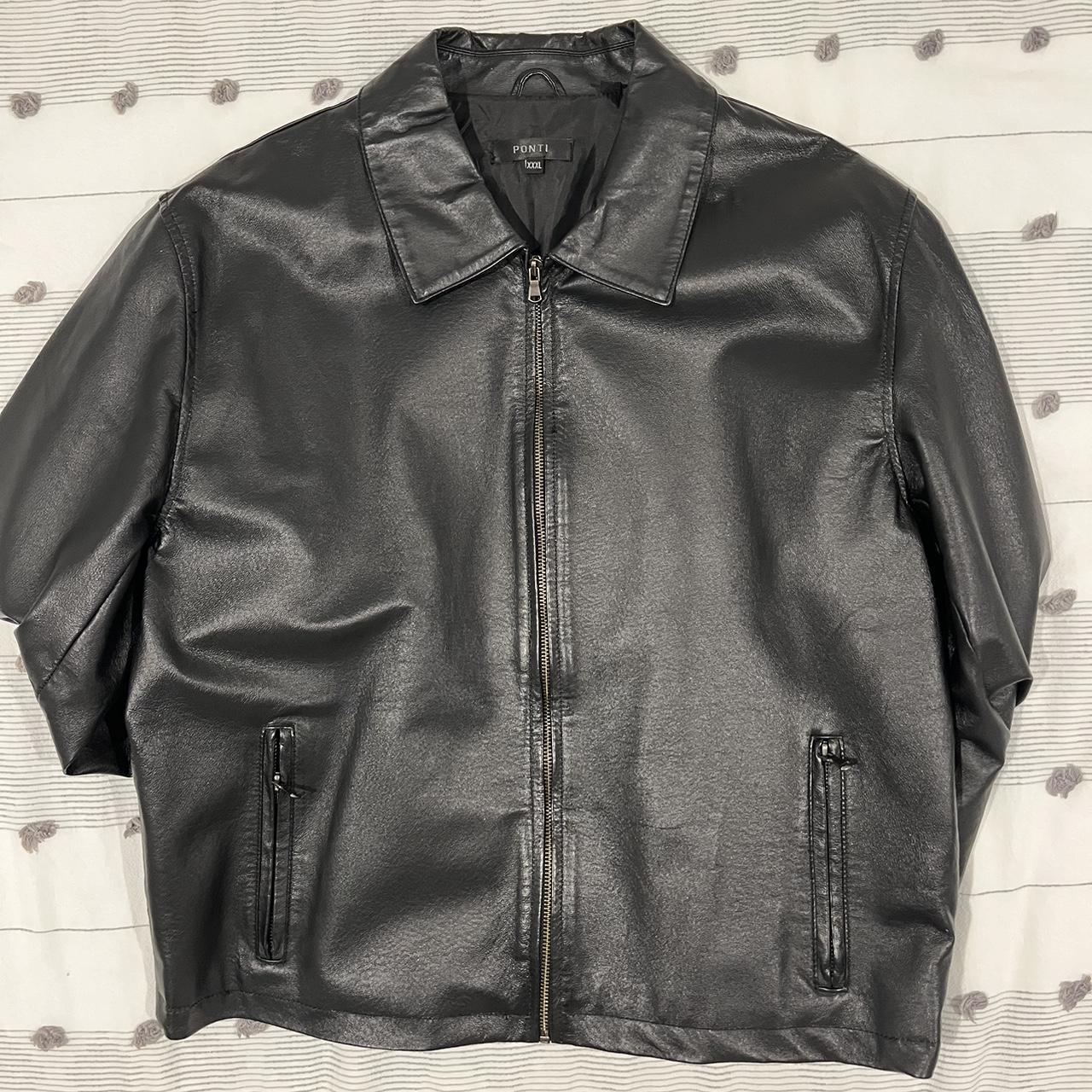 Vintage Leather 90s Bomber in black pigskin 100%... - Depop