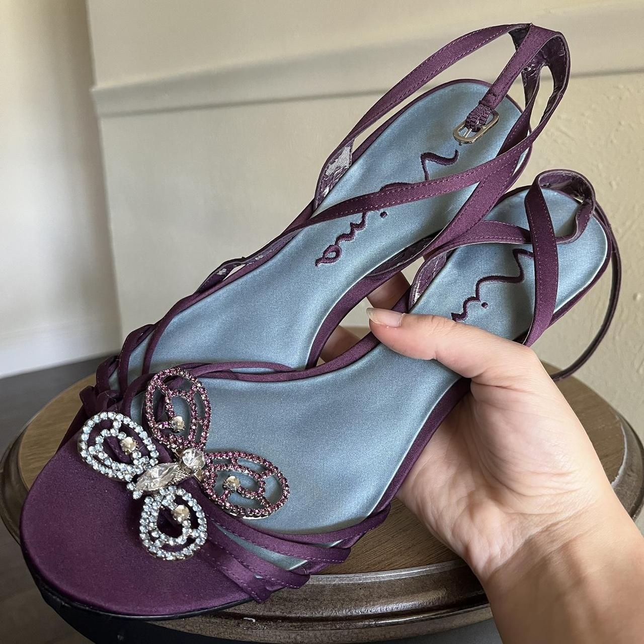 Vintage purple and blue butterfly heels Strappy... - Depop