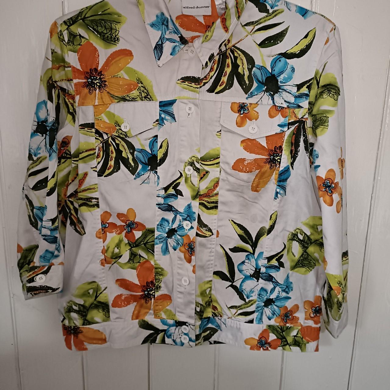 Vintage Alfred Dunner Tropical flower jacket UK size... - Depop