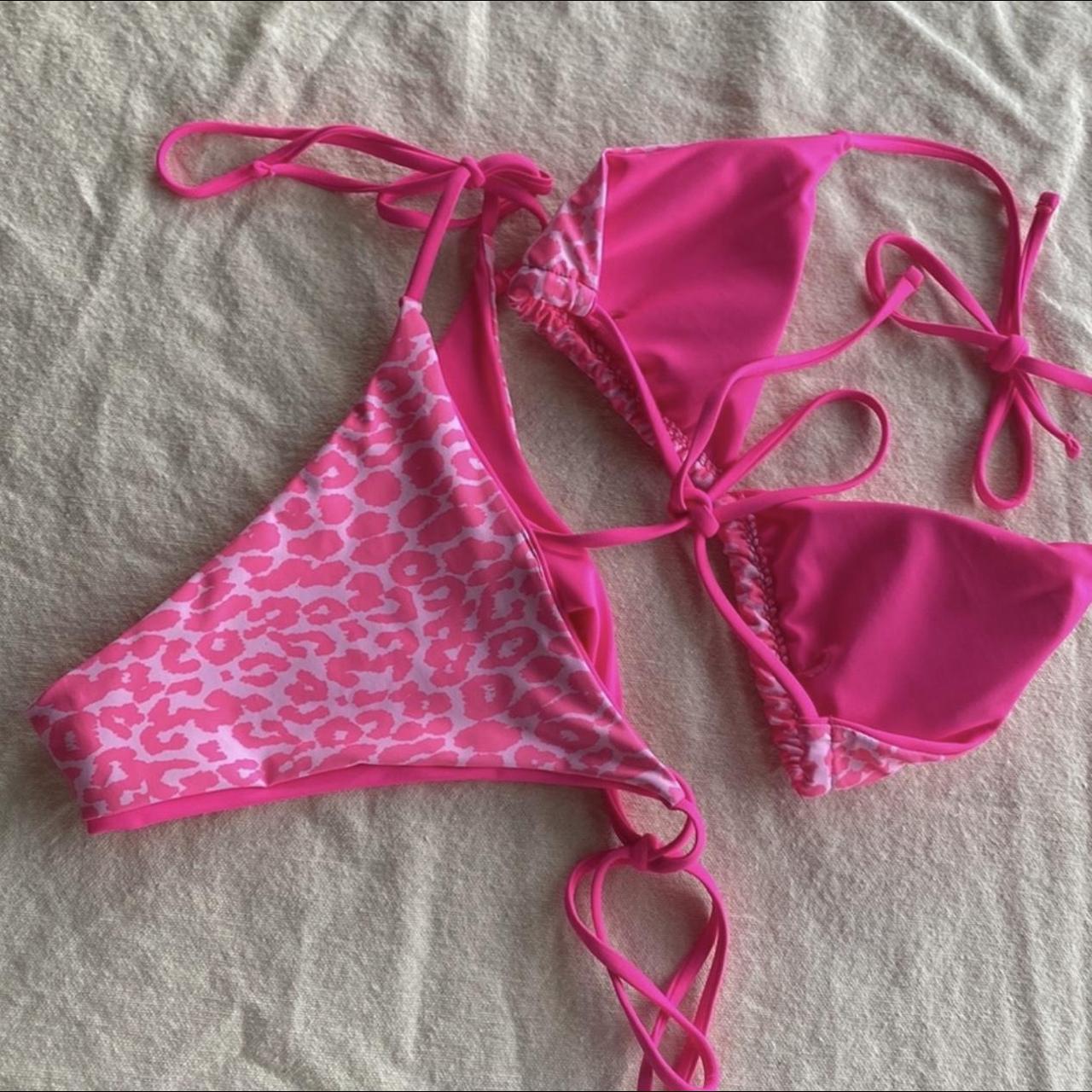 Pink Cheetah Print Bikini Size Medium Excellent Depop