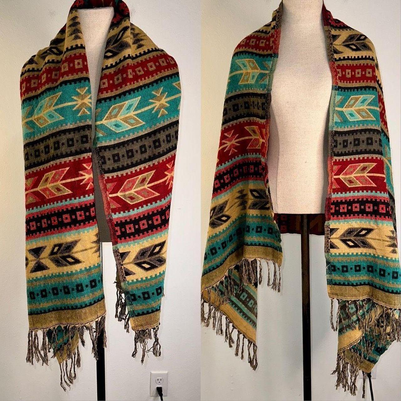 Vintage Blue top Southwestern Scarf