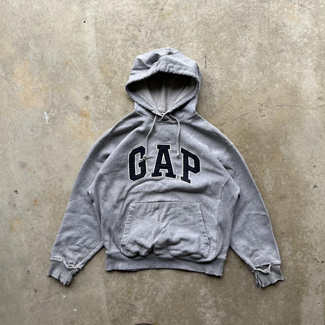 Gap Women's Grey and Black Hoodie | Depop