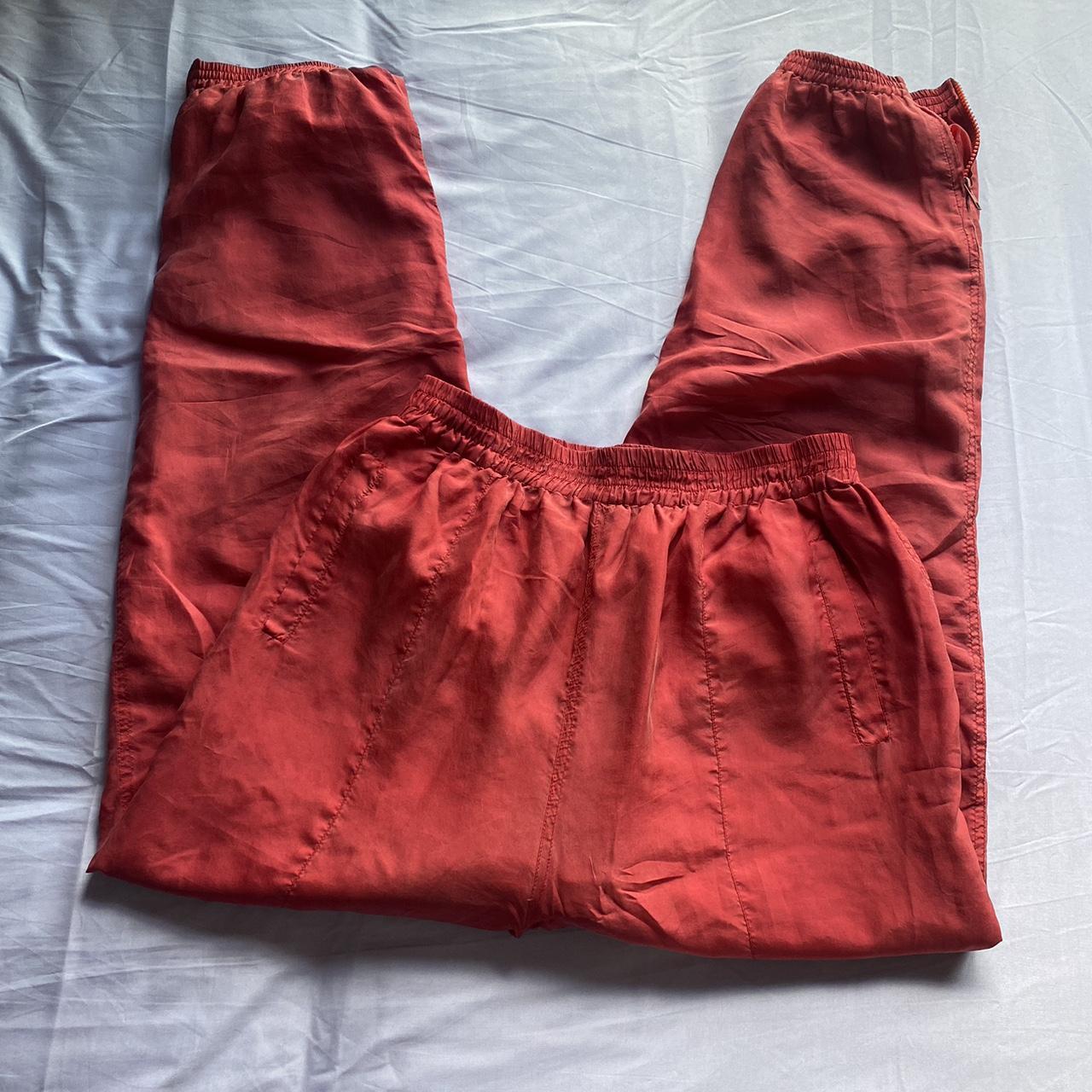 Red silk joggers hot sale