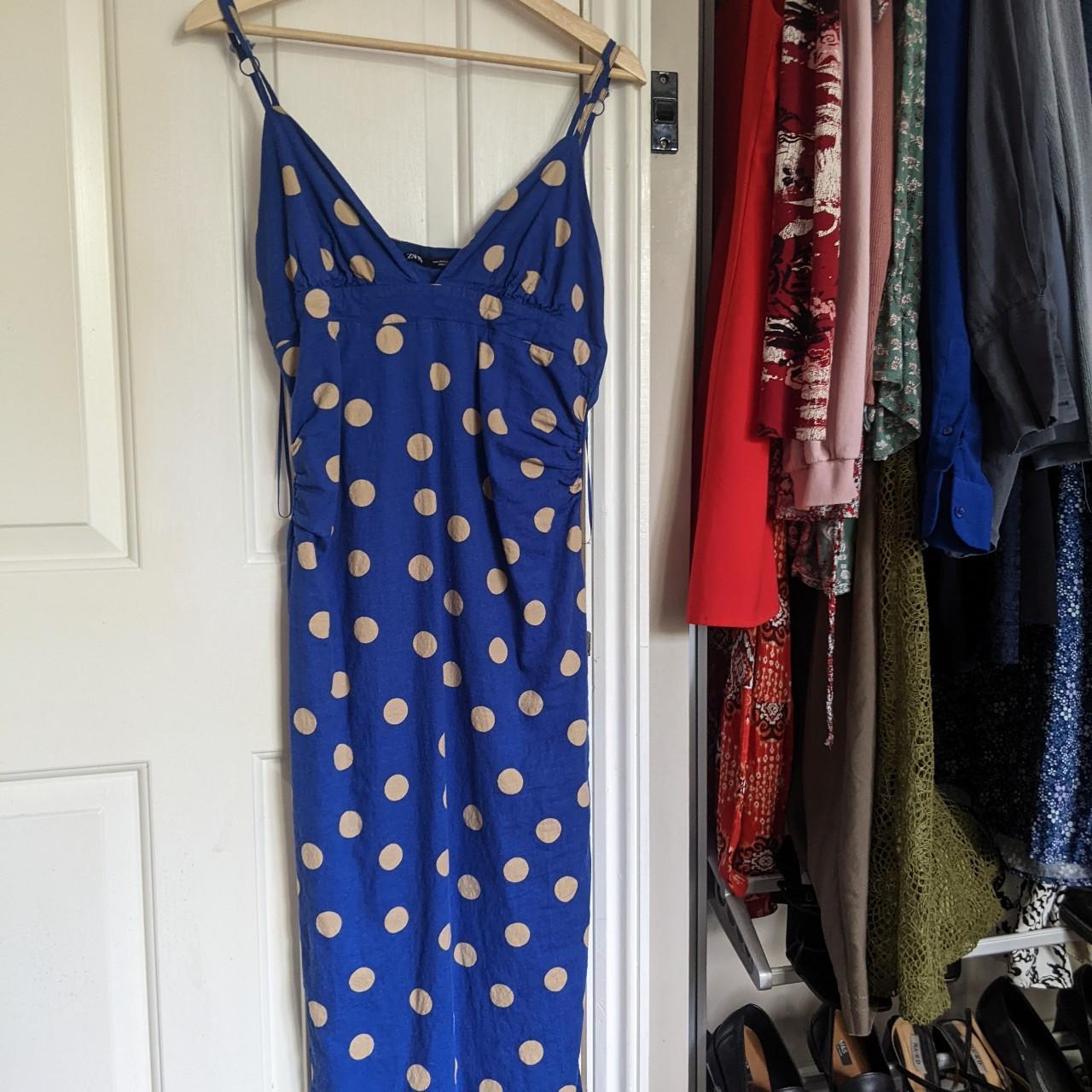 Fashion Dresses Polka Dot Dress Zara Blue Zara Blue Polka Dot