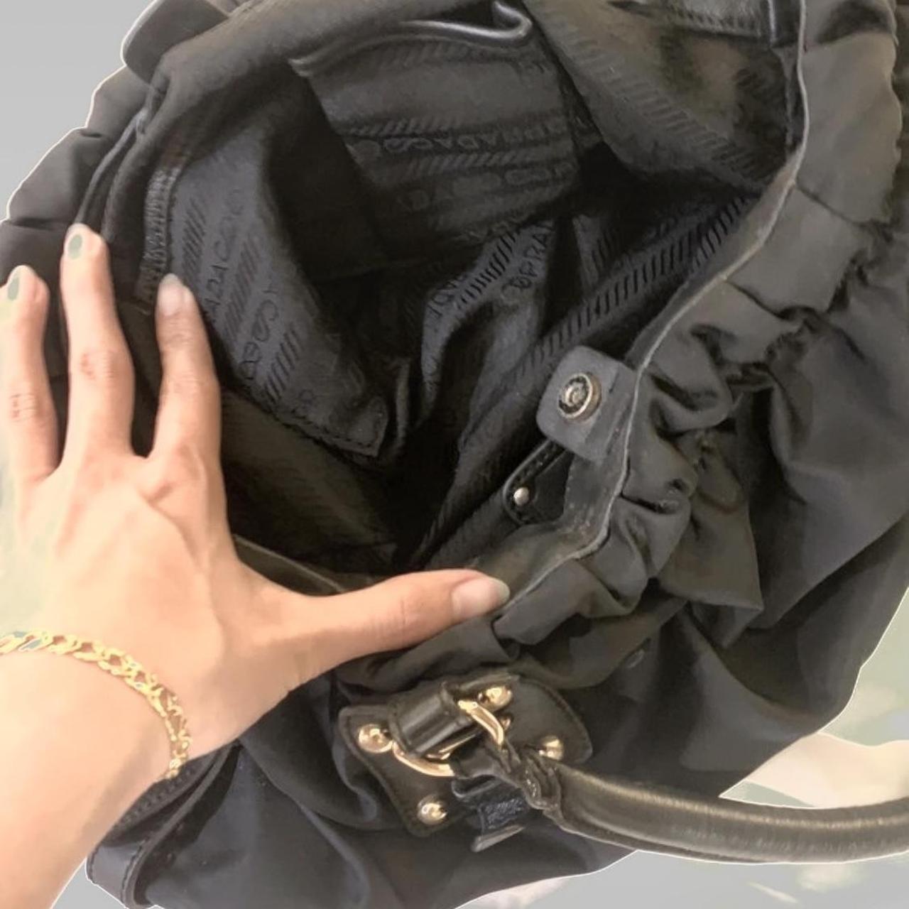 Prada vintage black nylon shoulder bag Black nylon... - Depop