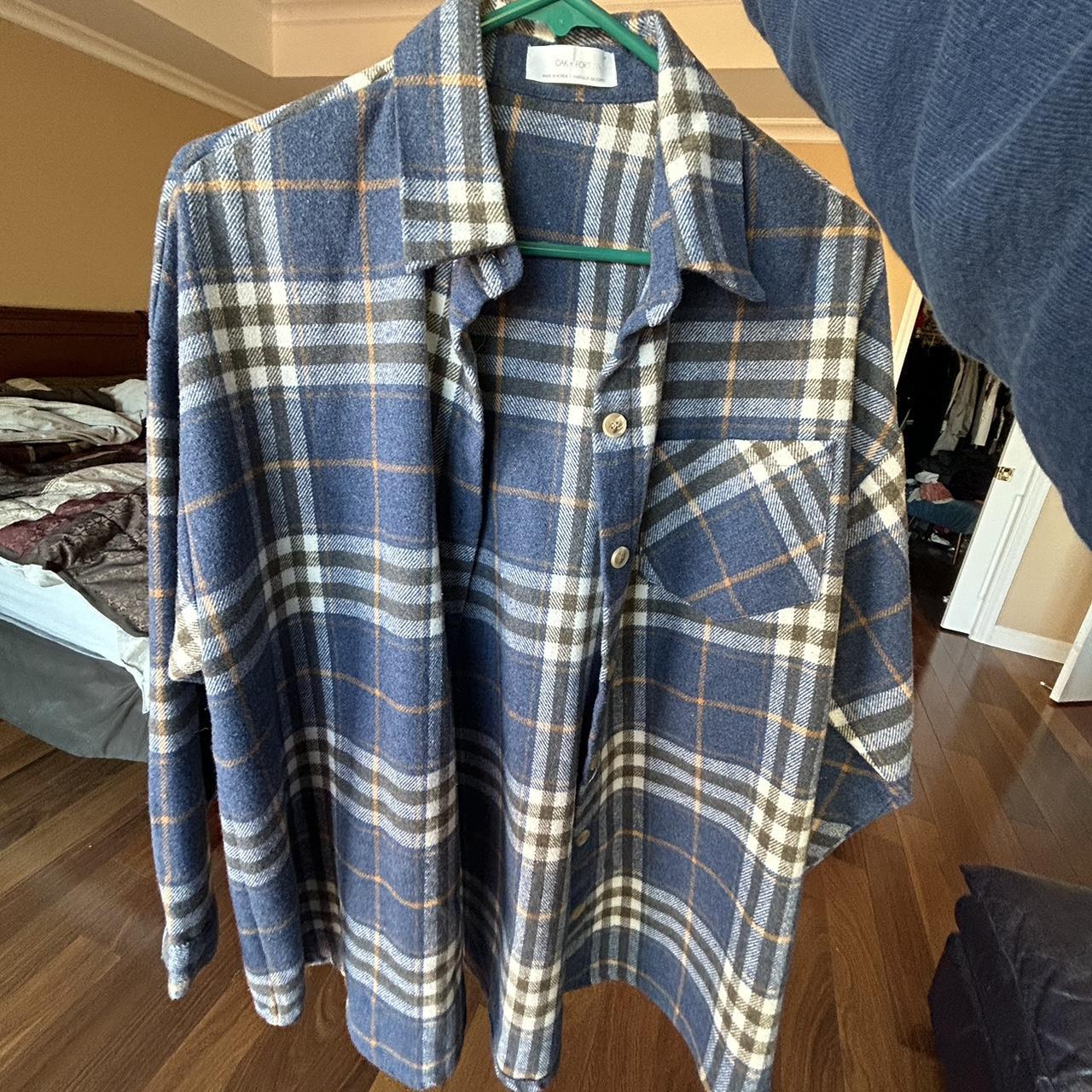 Oak + Fort Cute Blue Plaid Flannel 💙 So So Cute For - Depop