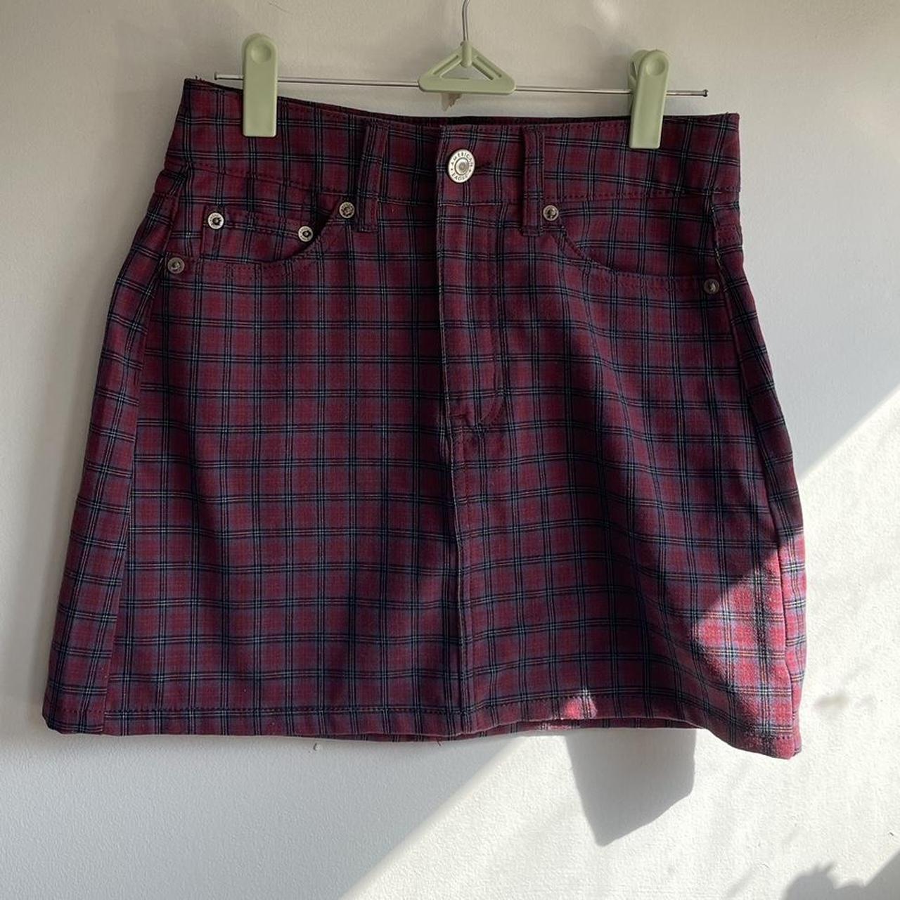 American eagle high clearance waisted plaid mini skirt