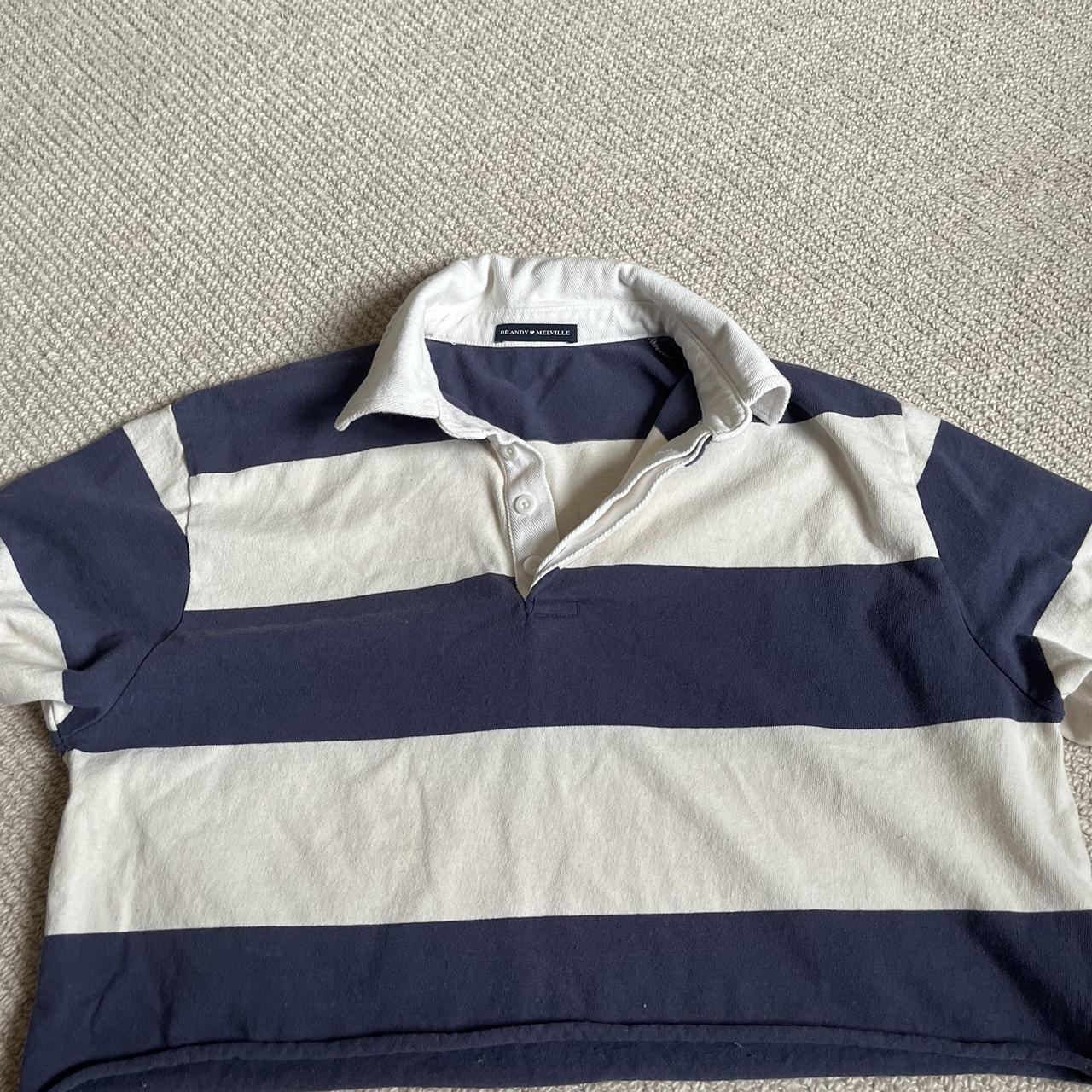 Brandy Melville rugby crop top. One size. Never... Depop