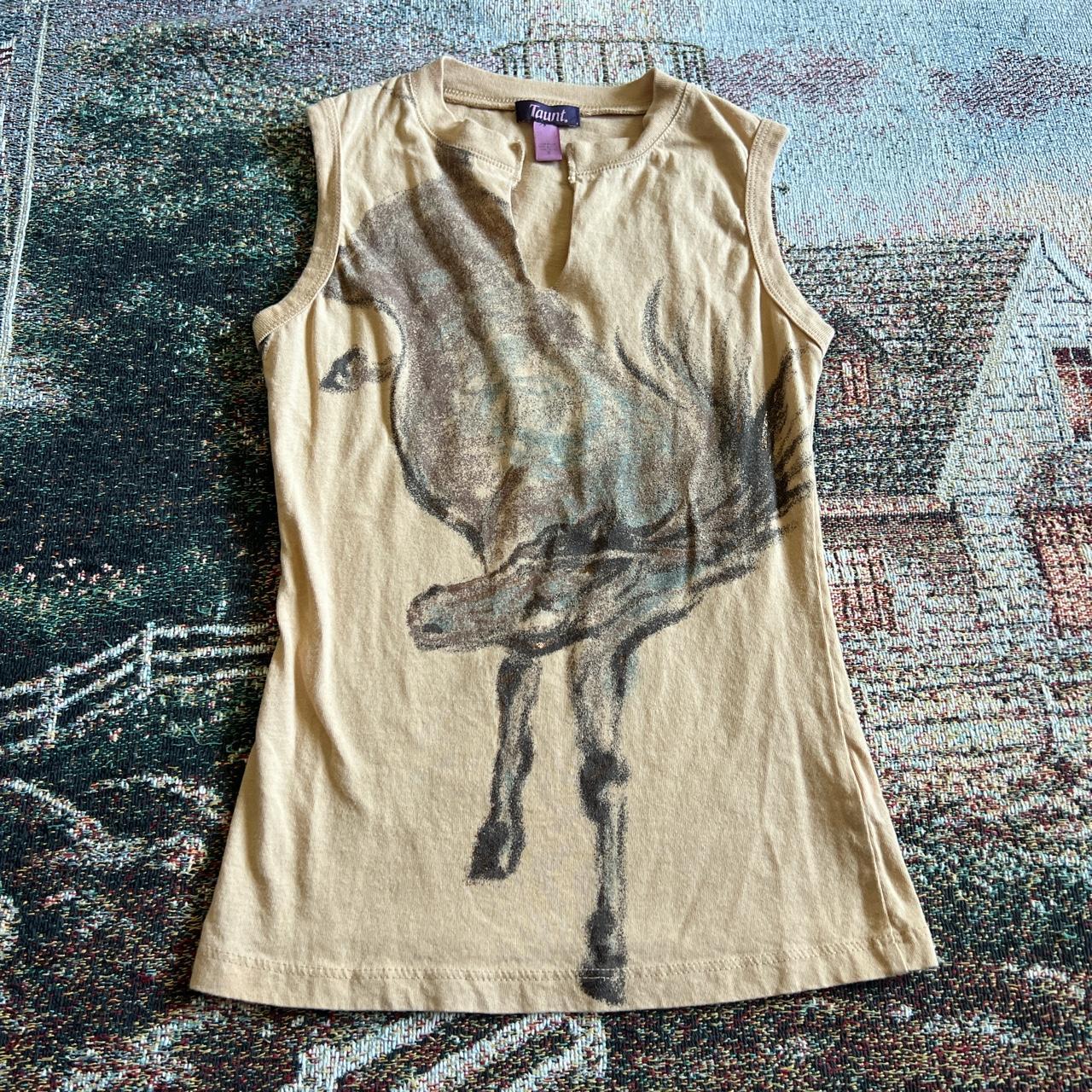 Vintage Y2K Horse Tank Top Size Small Only flaw... Depop