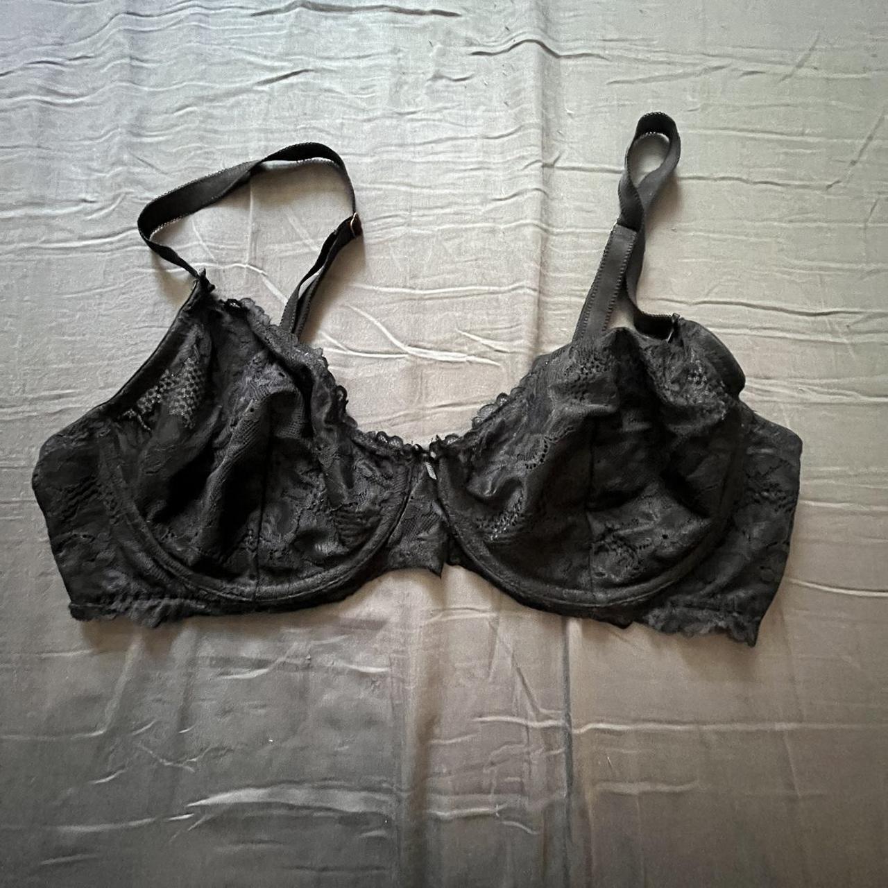 Savage X Fenty black floral unlined bra, 38C. - Depop