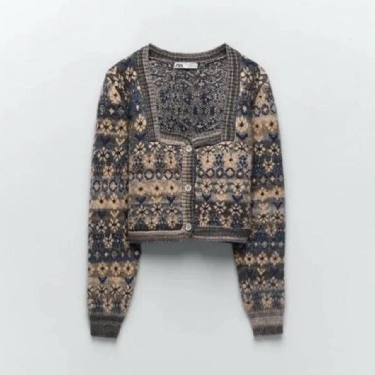 Zara Jacquard Knit Cardigan BNWT Sold out #zara Depop