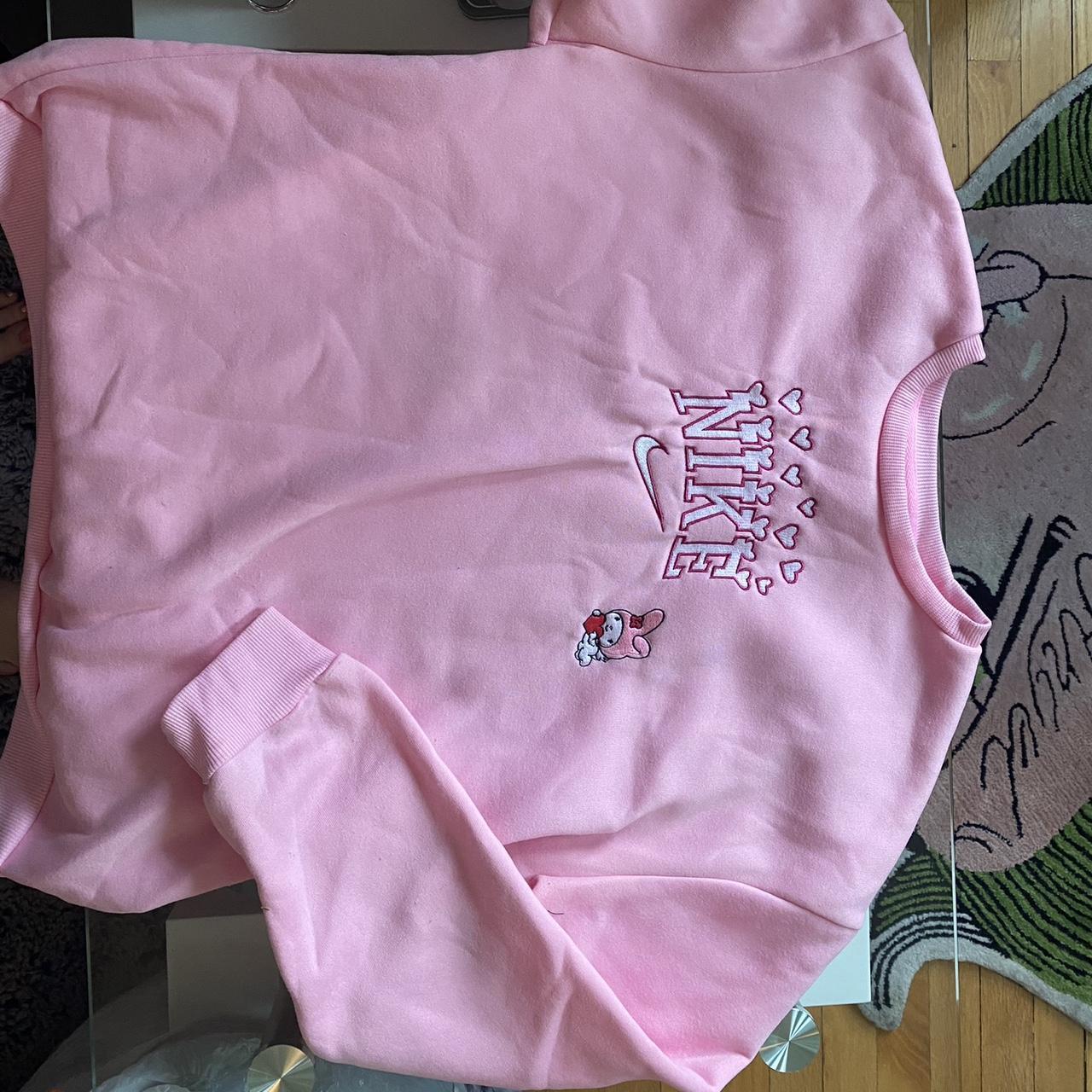 Pink handmade hello kitty embroidery crew neck size... - Depop