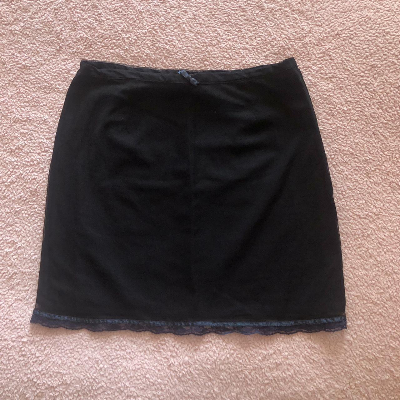 French Connection Women's Purple and Black Skirt | Depop