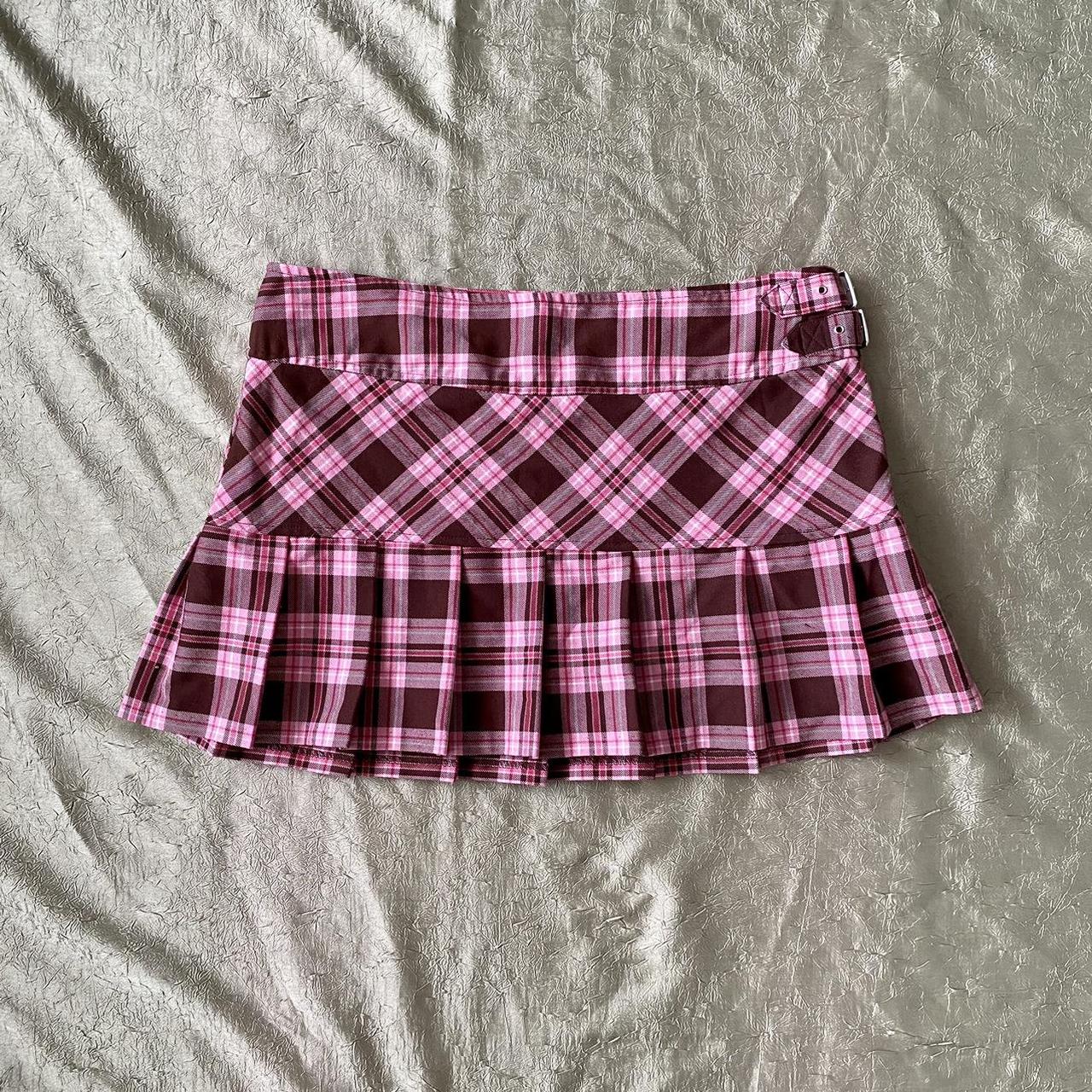 No Boundaries Women's Pink and Brown Skirt | Depop