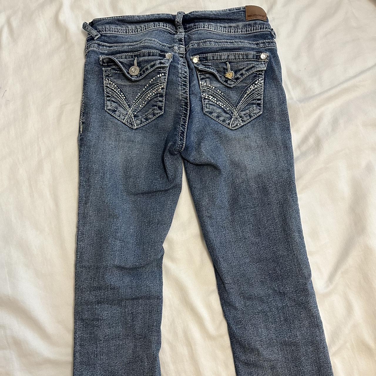 low rise flare wallflower jeans with design on butt... - Depop