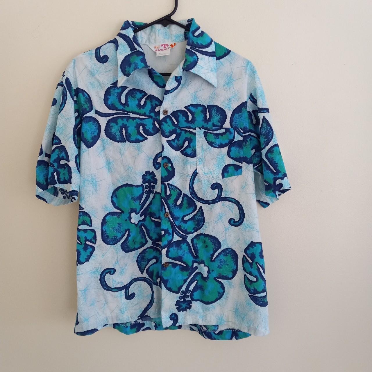 Vintage Sears Hawaiian Shirt outlets - Blue Aloha Print - Size Large