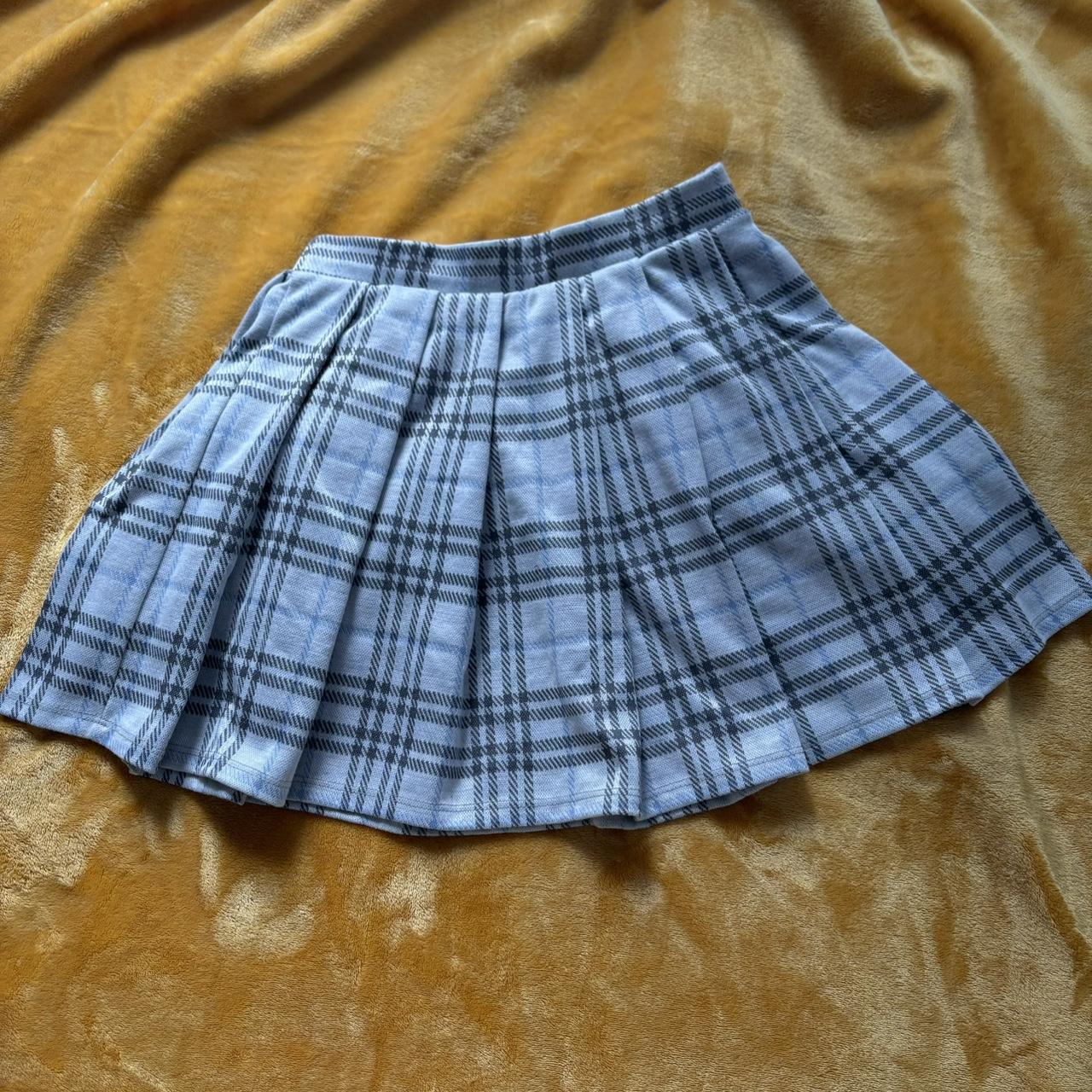 Plaid skirt light blue best sale