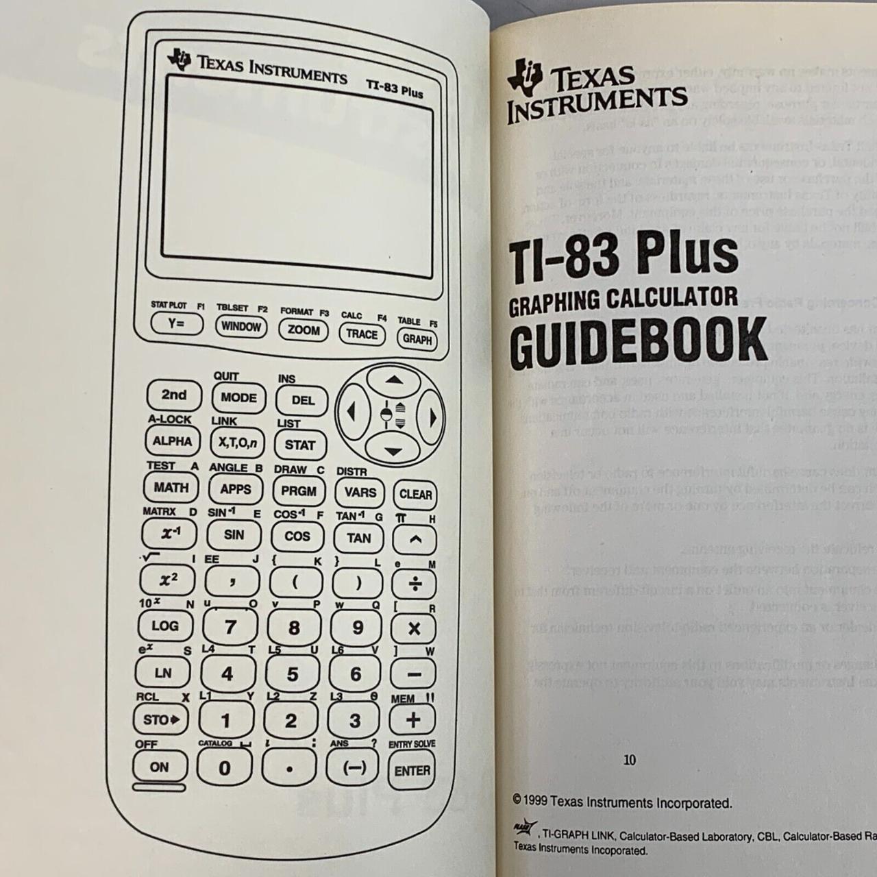 TI-83 Plus Graphing Calculator Guidebook Instruction - Depop