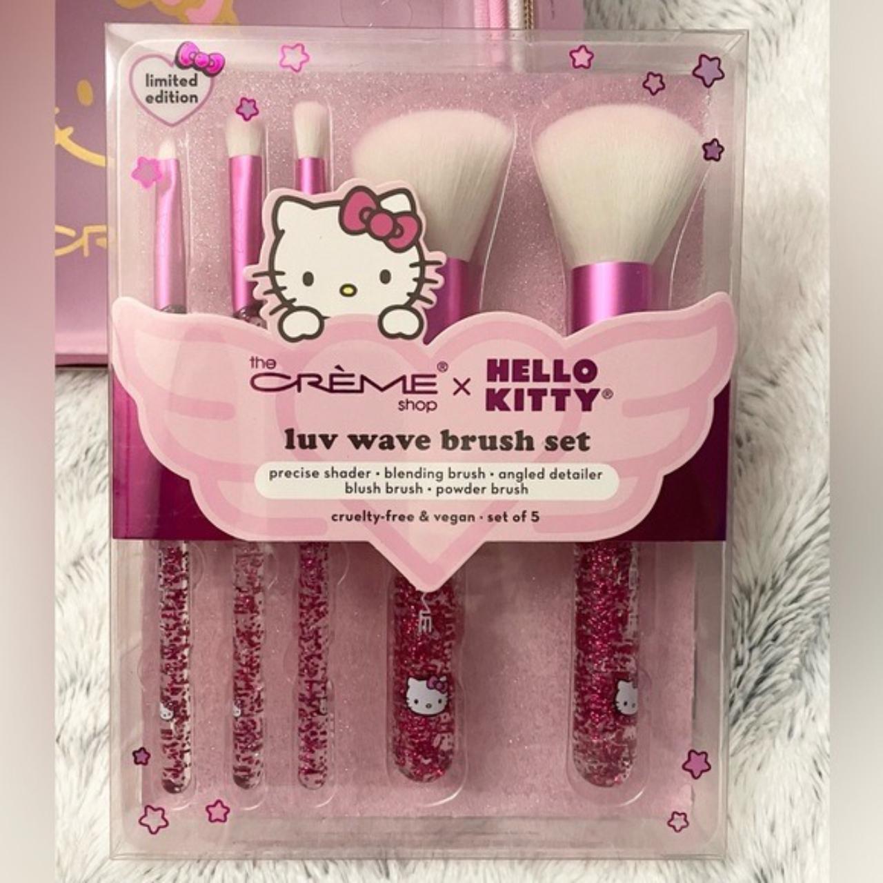 Hello Kitty The Creme Shop Makeup Bag and Brushes... - Depop