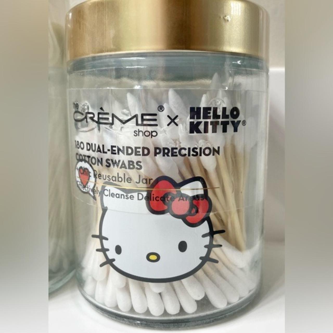 The Creme shop x Hello Kitty cotton swab ~ reusable glass jar &gold plastic  lid