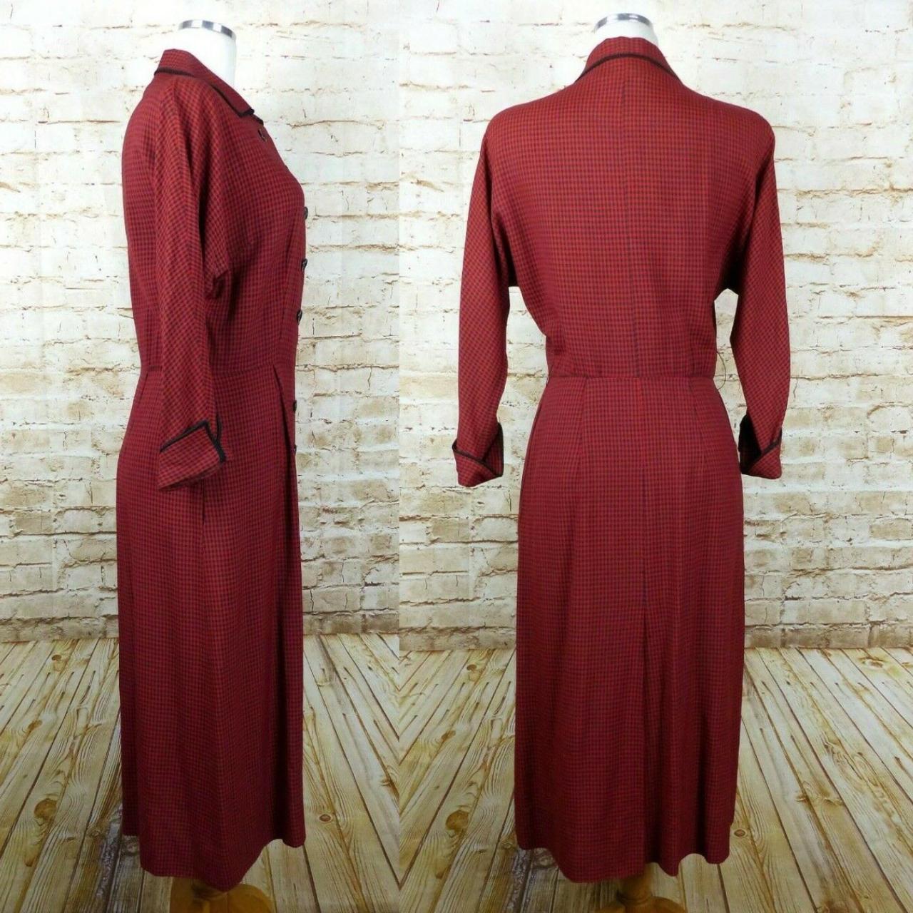 Henry Rosenfeld Vintage 50s Dress Red 29 Waist... - Depop