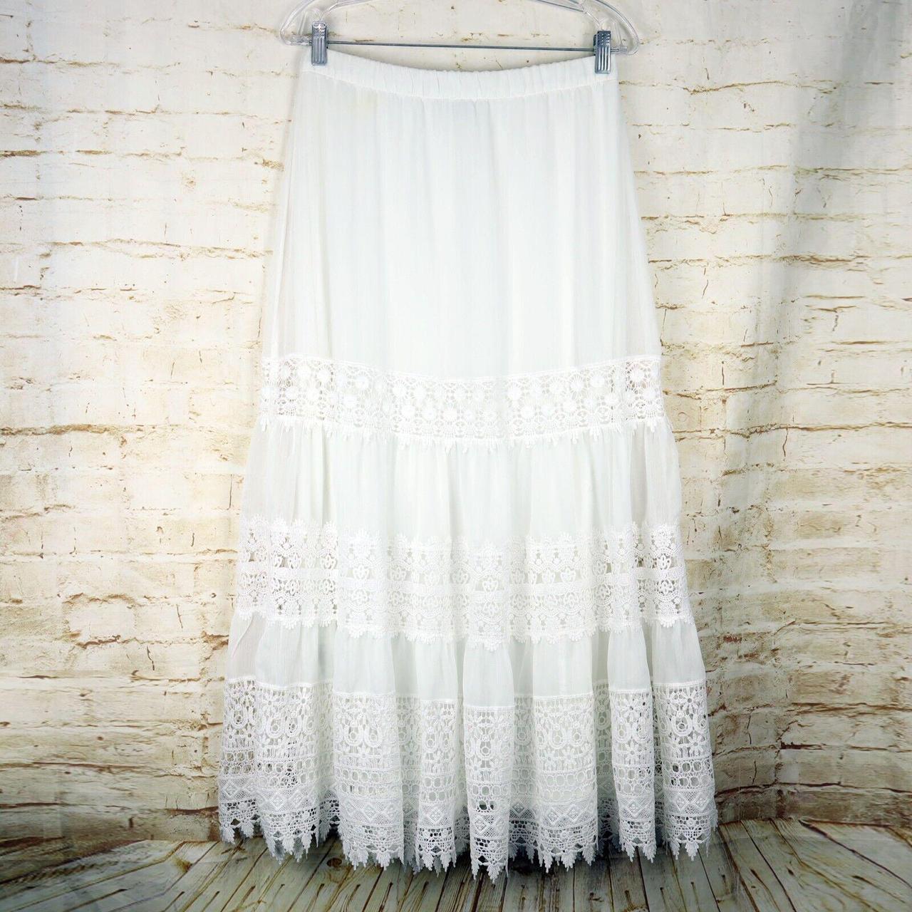 Chicos Maxi Skirt Womens 0 4 US White Chiffon. Depop