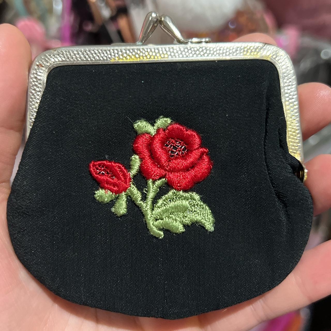 RED ROSE ] Cute Embroidered Buckle Coin Purse Wallet [ Hot Pink Polka Dots  ] : Amazon.in: Shoes & Handbags
