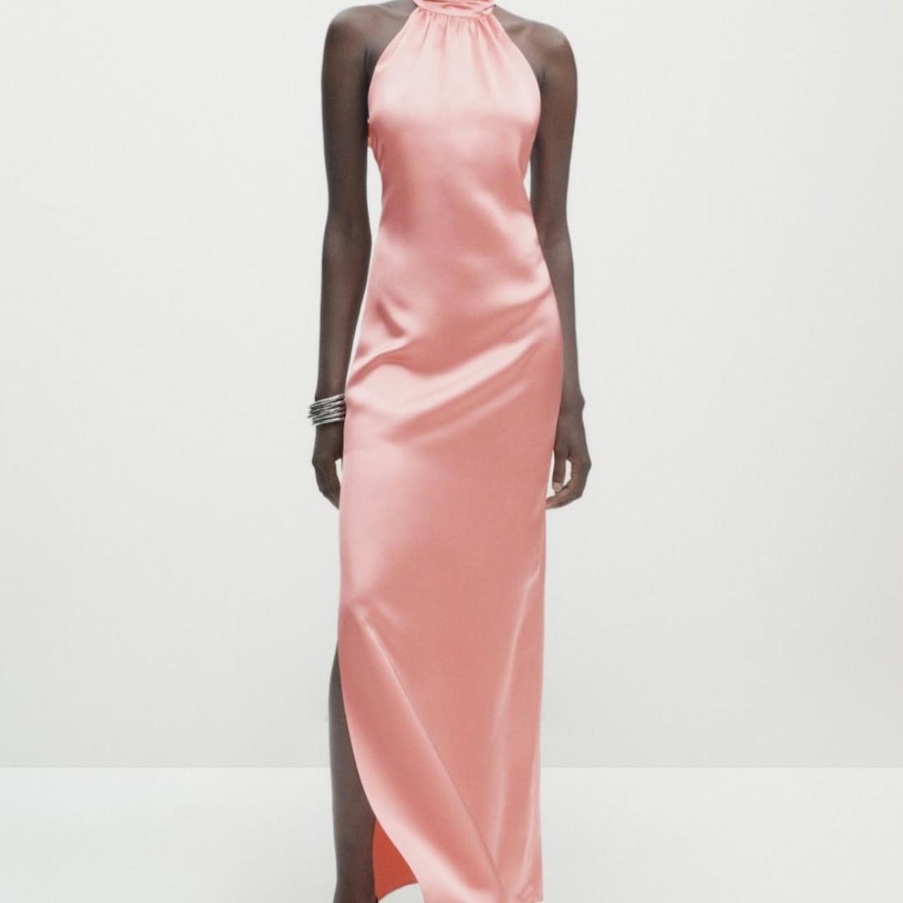 Massimo Dutti Pink (peach tone) Slip dress Depop