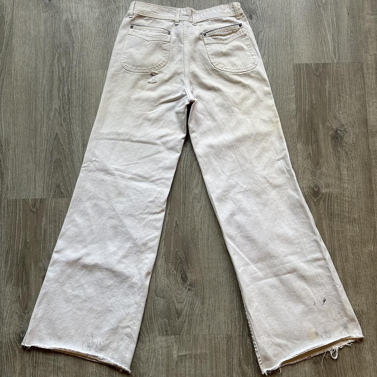 80s wide leg white denim pants Brand: Seattle Blues... - Depop