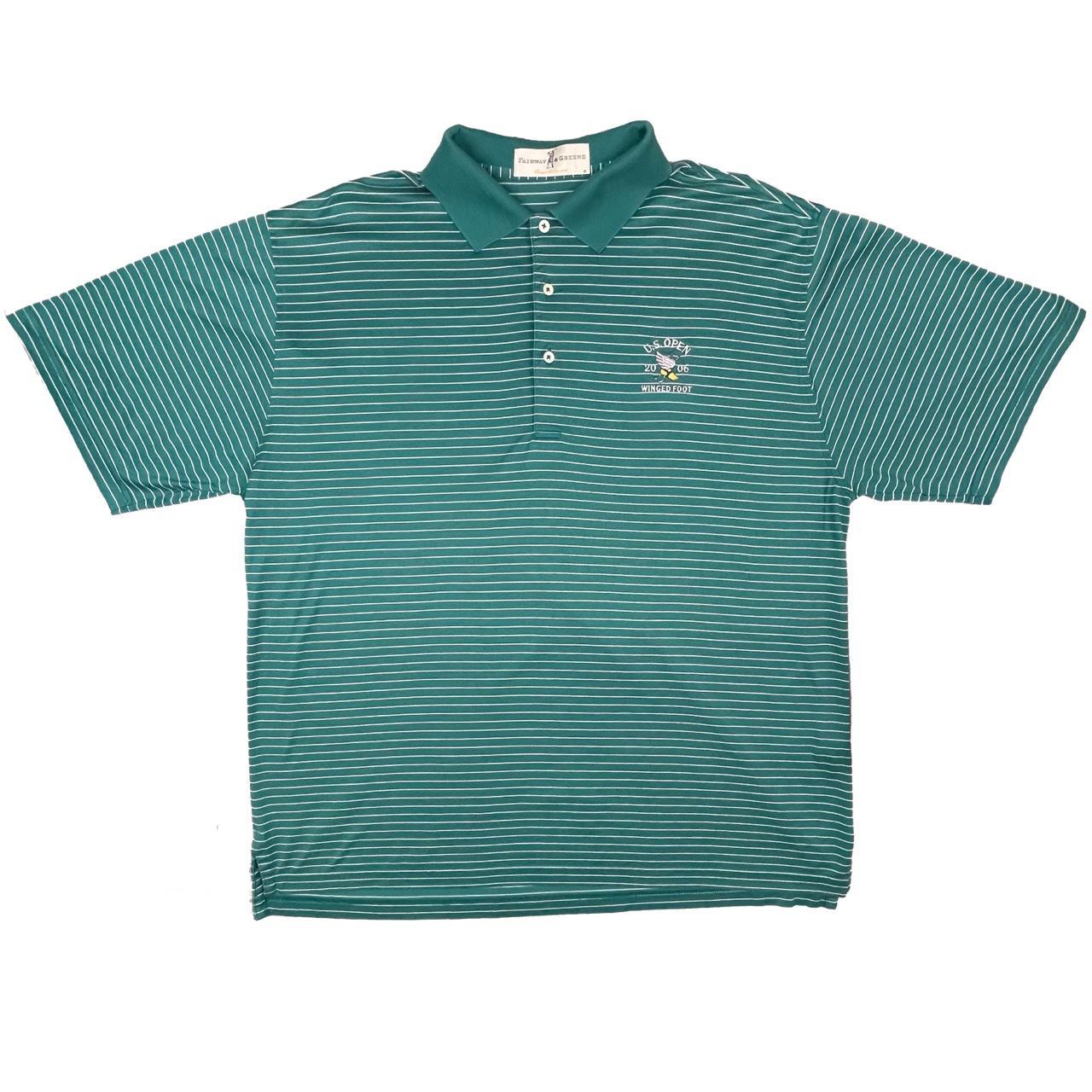 Y2K US Open Golf Polo Awesome green and white... - Depop