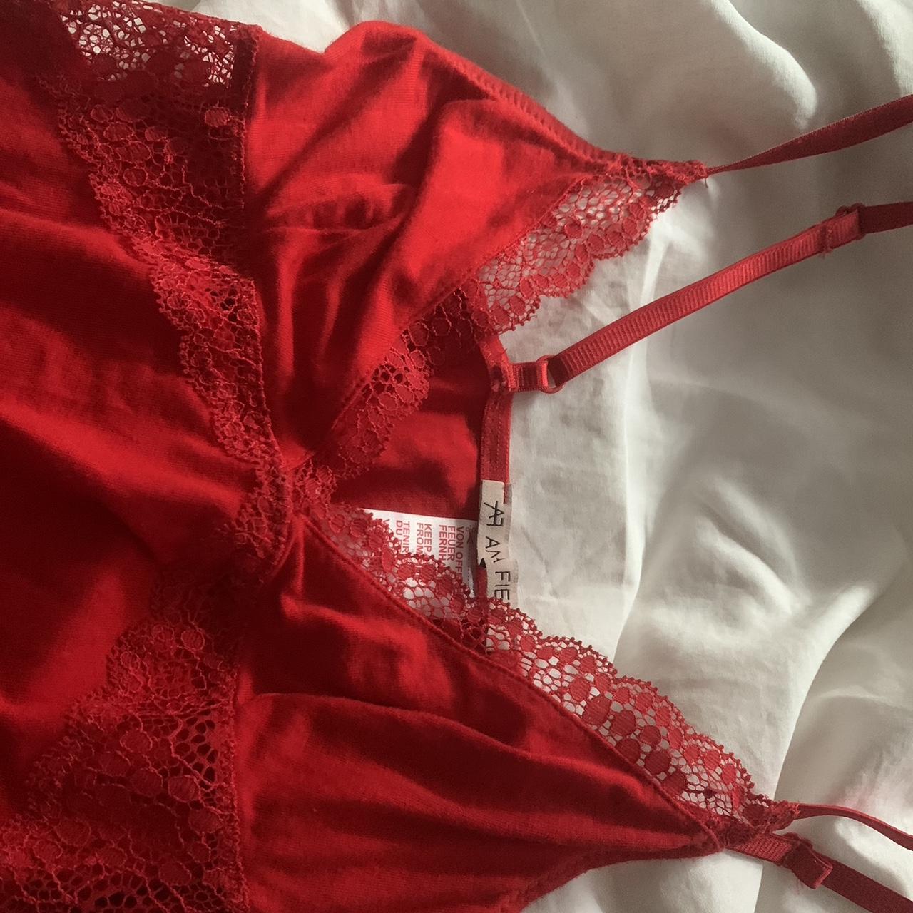 red lingerie dress nightie size S worn loosely... - Depop