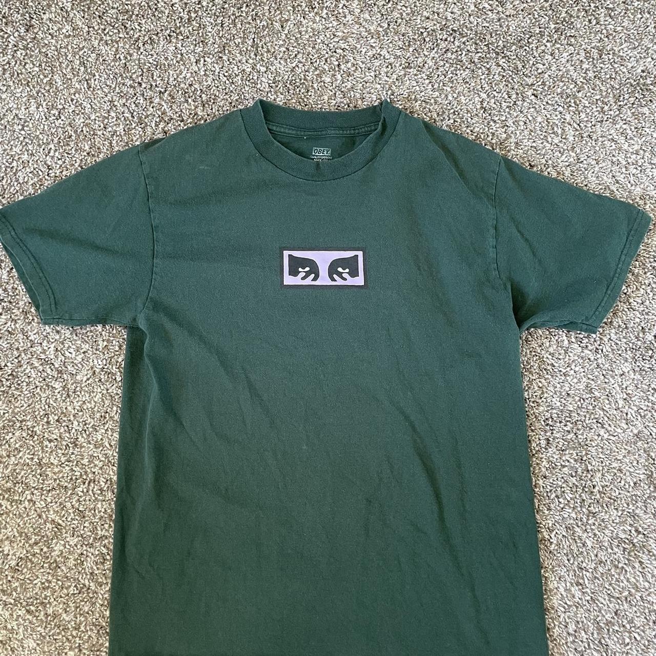 Dark Green Obey shirt Men’s medium - Depop