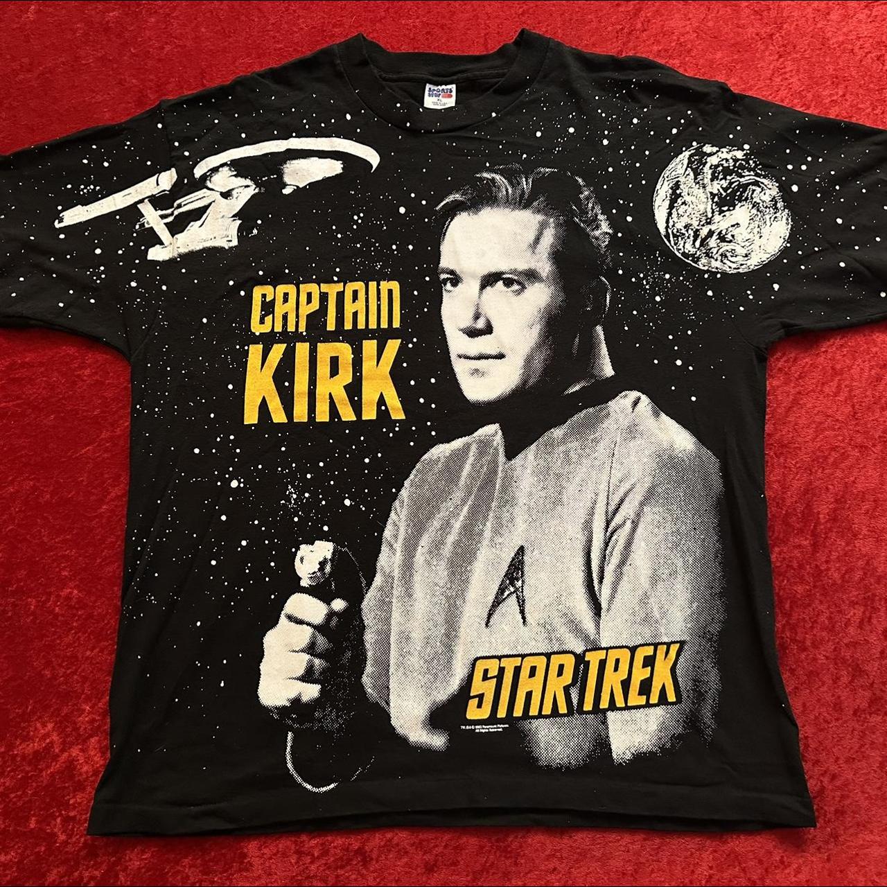 Vintage Star Trek Shirt Captain Kirk All Over Print...