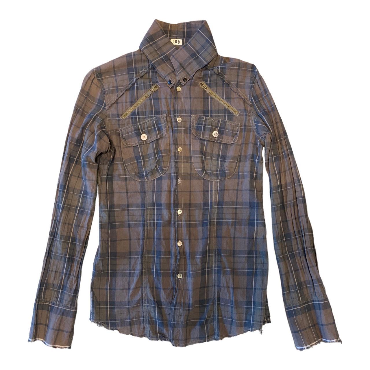 Men's Khaki and Navy Shirt Depop