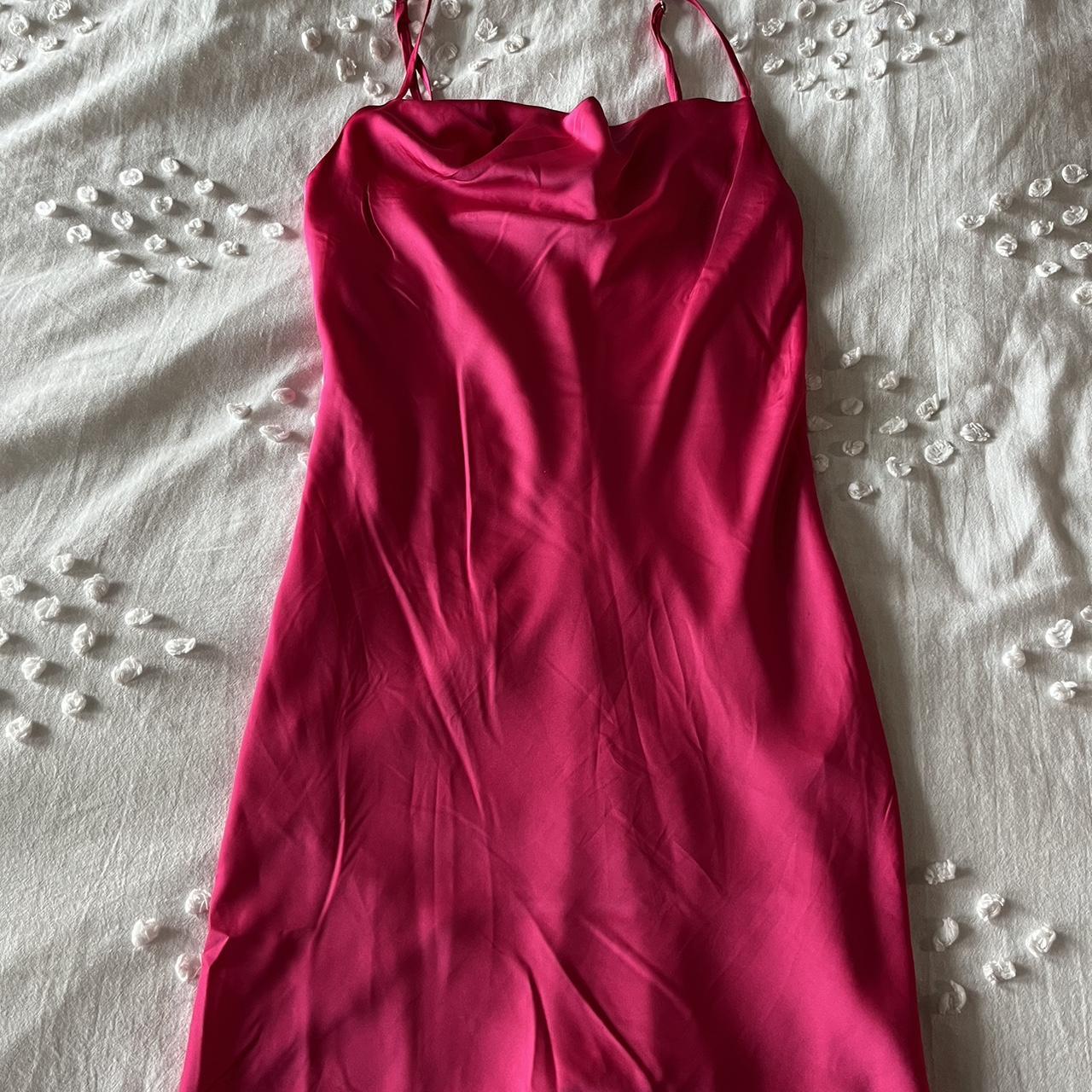 Hot Pink Mini Cowl Neck Dress Never Worn Size Small - Depop