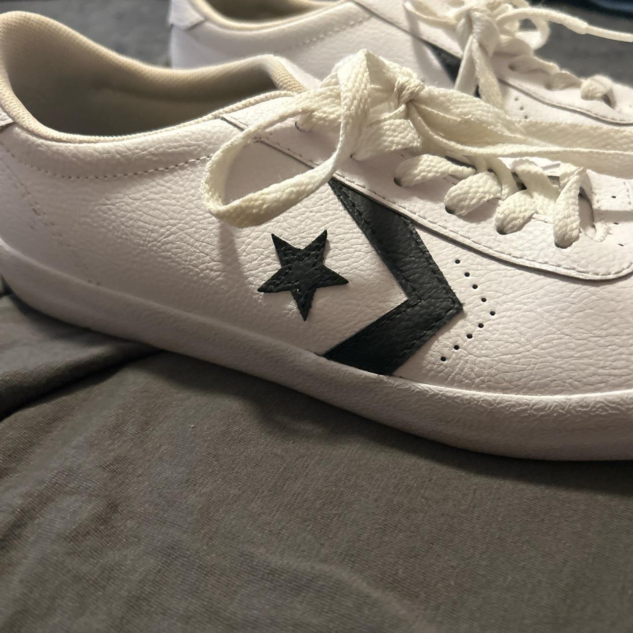 white leather converse shoes... - Depop