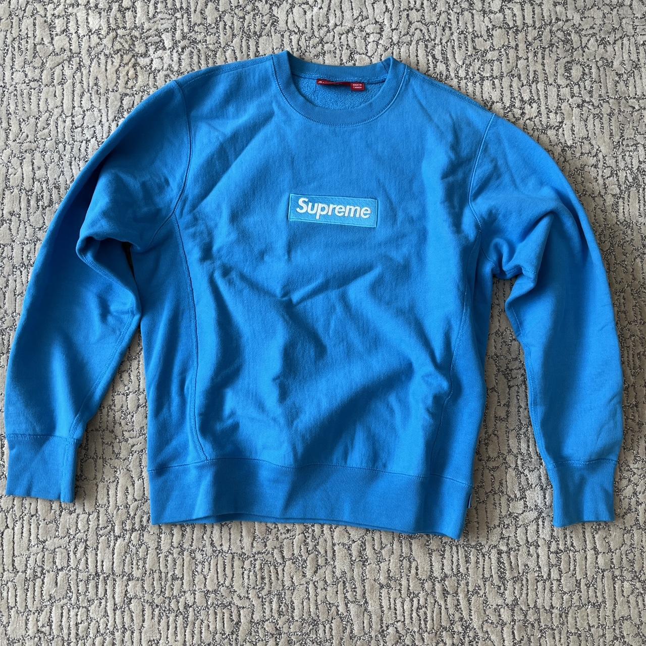 Royal Blue Supreme Box Logo Crewneck Mens M FW18 Depop