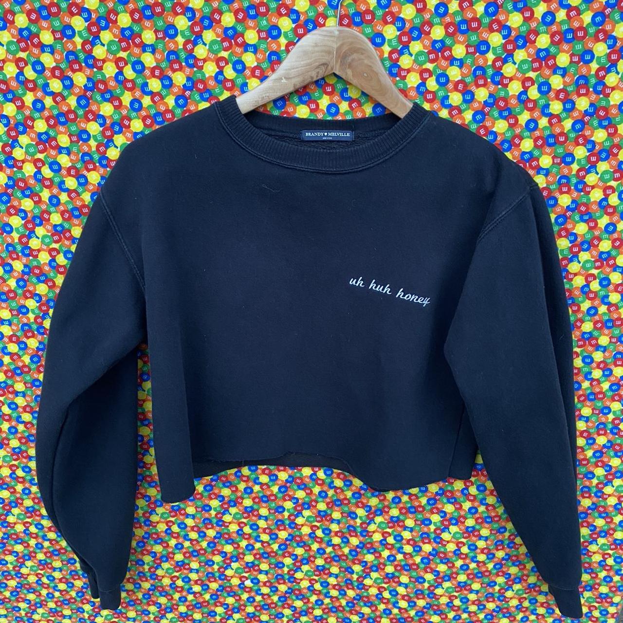 Brandy Melville cropped crewneck sweater Size One... Depop