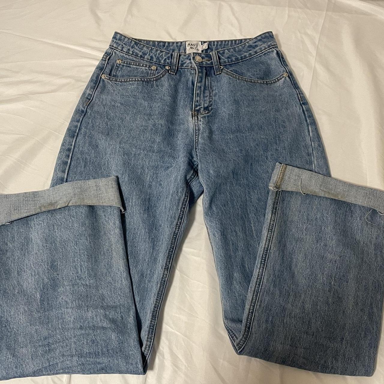 princess polly ollie straight leg jean mid-wash... - Depop