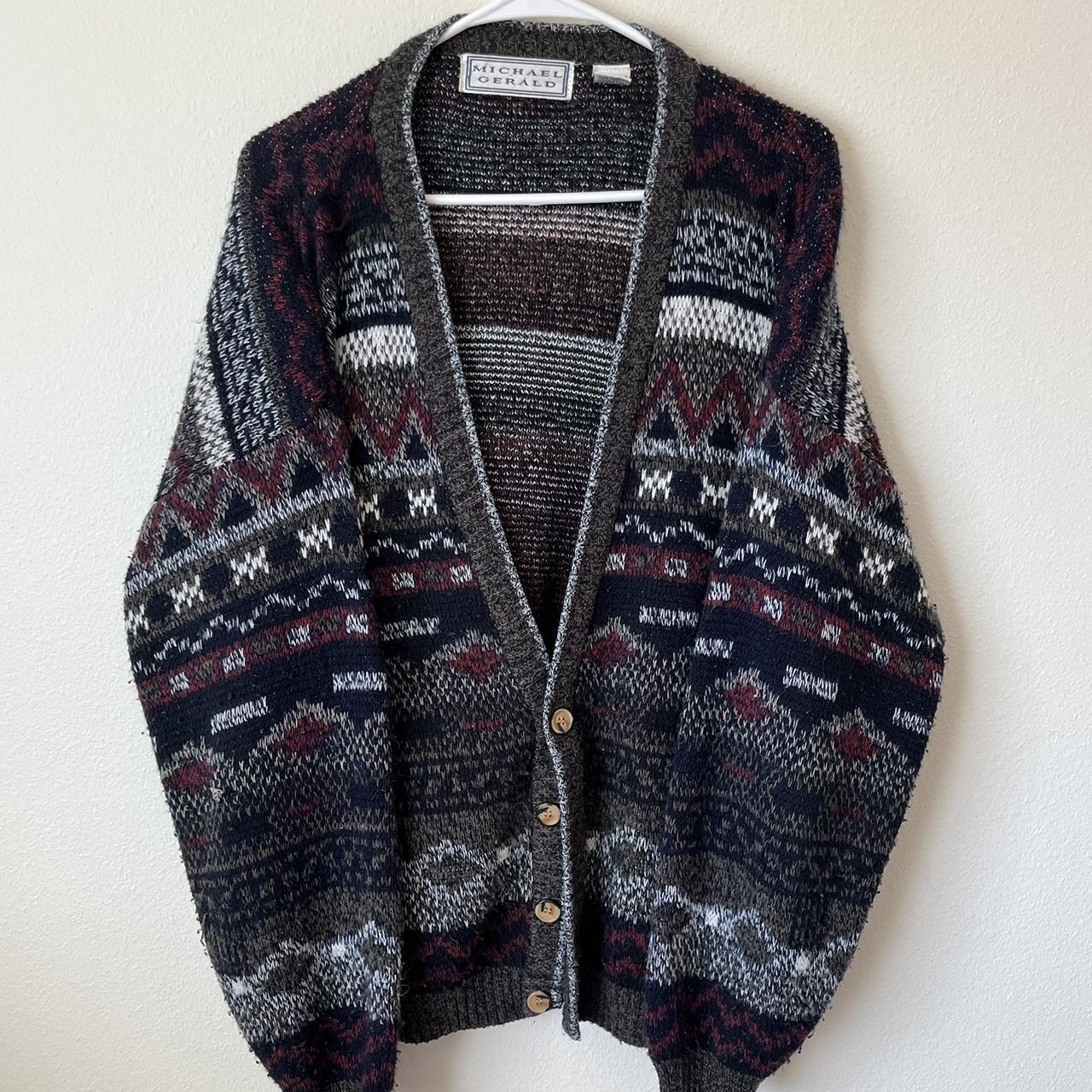 Sweet 90s Michael Gerald Patterned cardigan in M I... - Depop