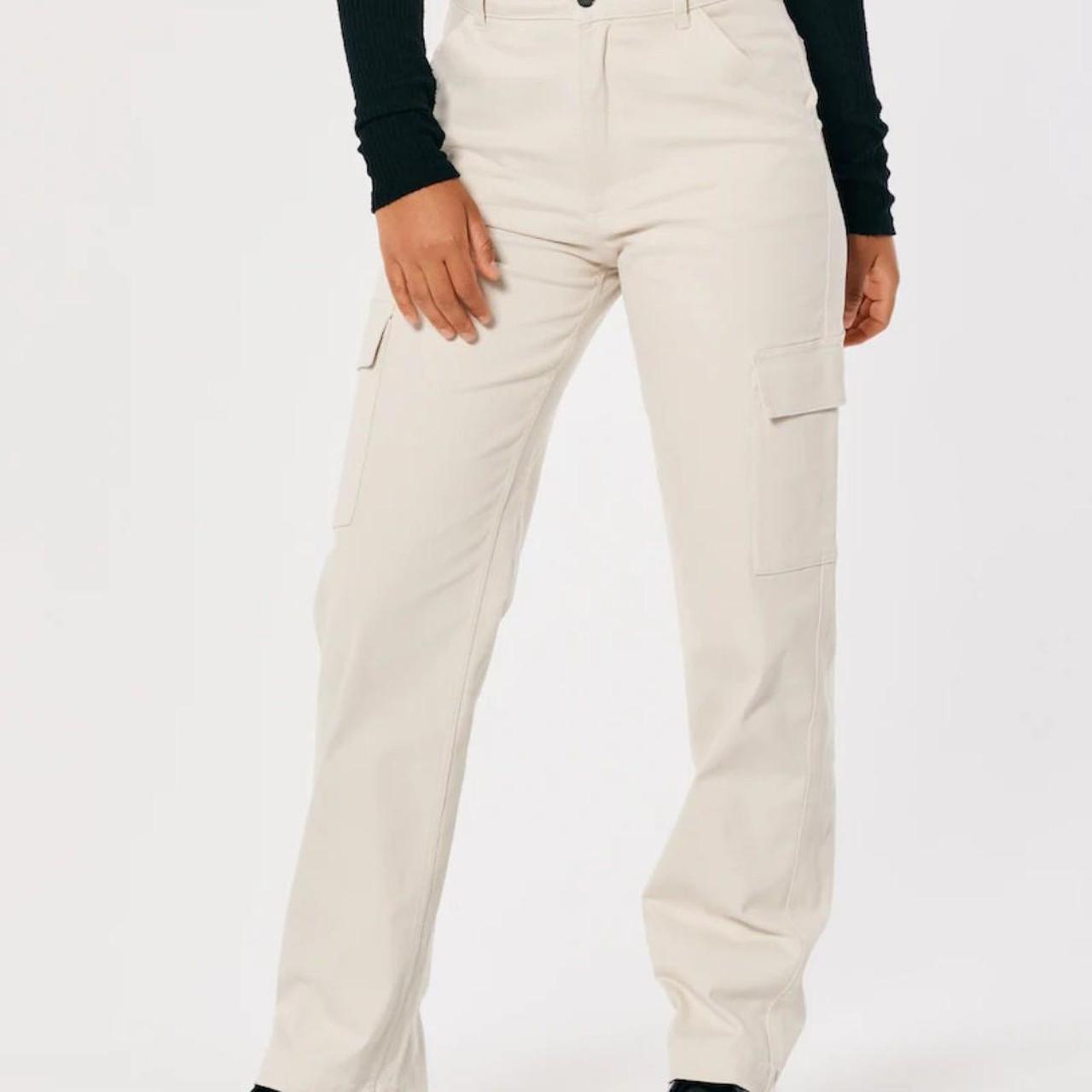 ULTRA HIGH RISE CARGO DAD PANTS off white, cream... Depop