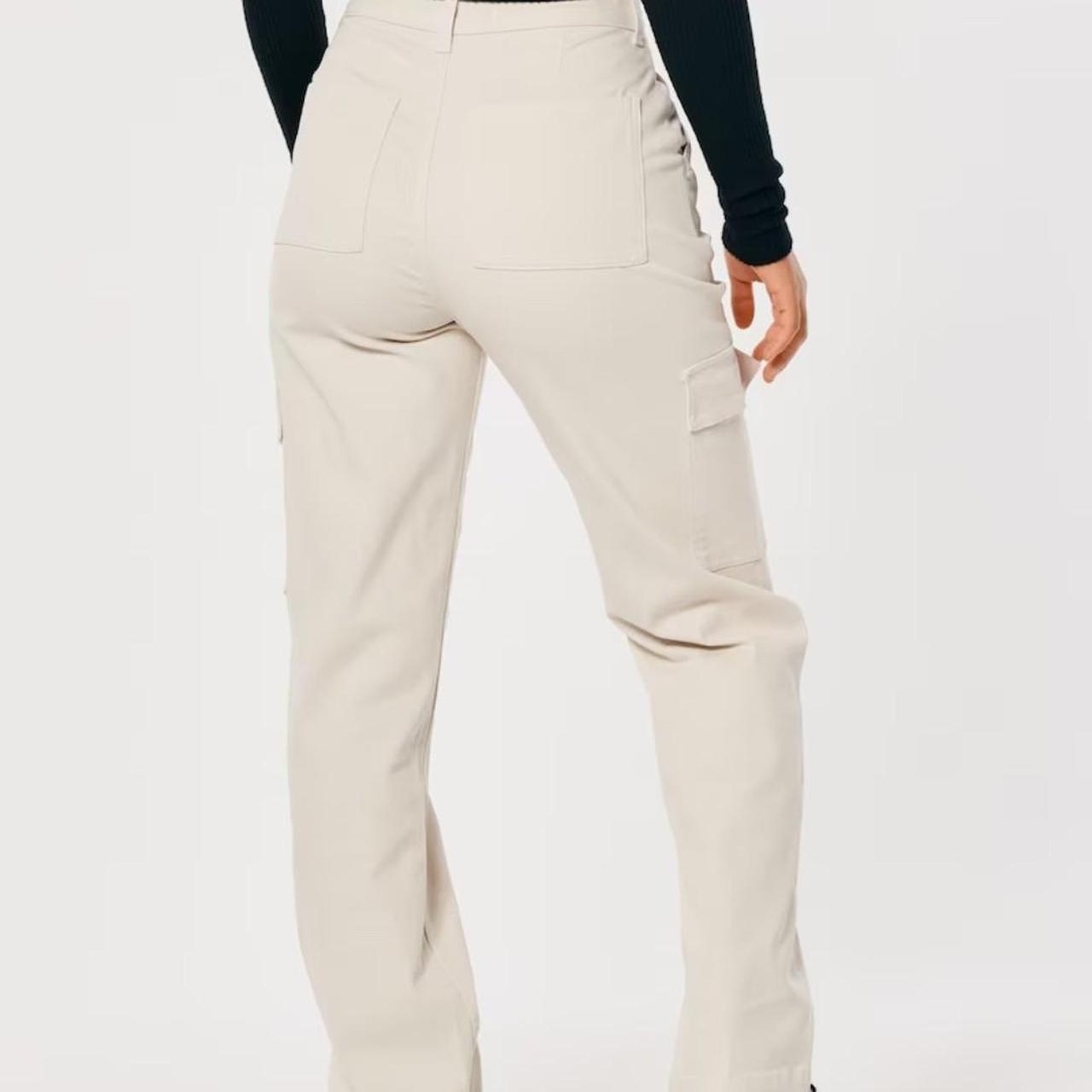 ULTRA HIGH RISE CARGO DAD PANTS off white, cream... Depop