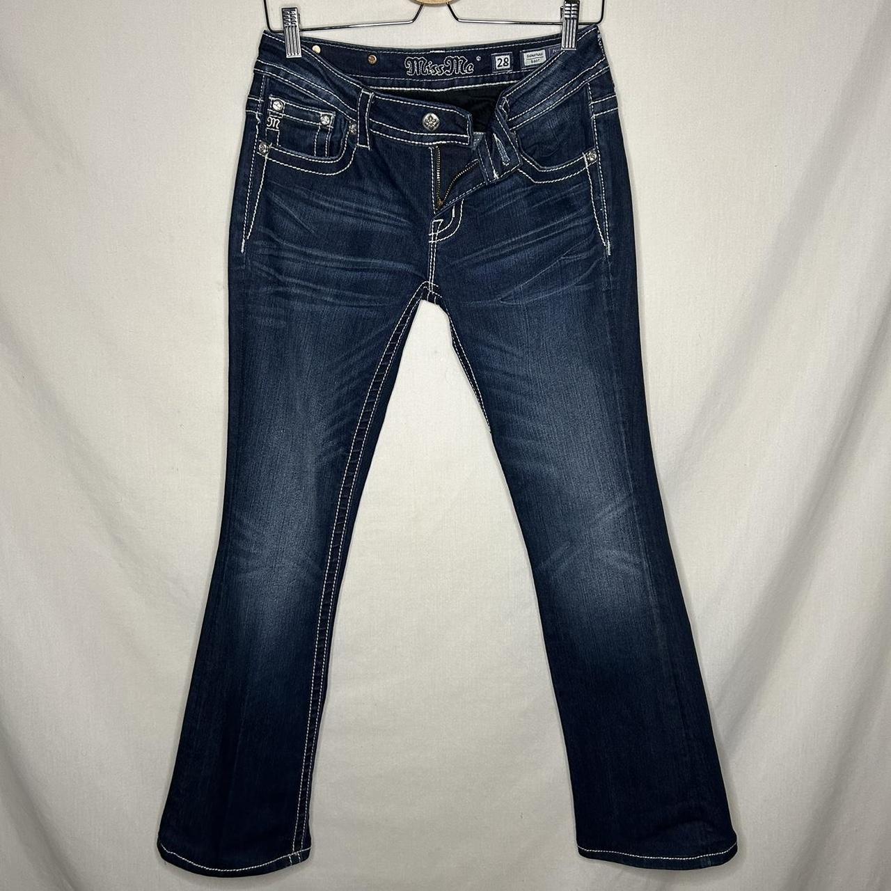 Miss Me Women's Blue and White Jeans | Depop