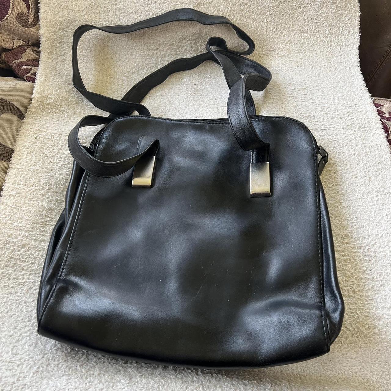 Black Leather Multi Compartment Shoulder Bag. Has... - Depop