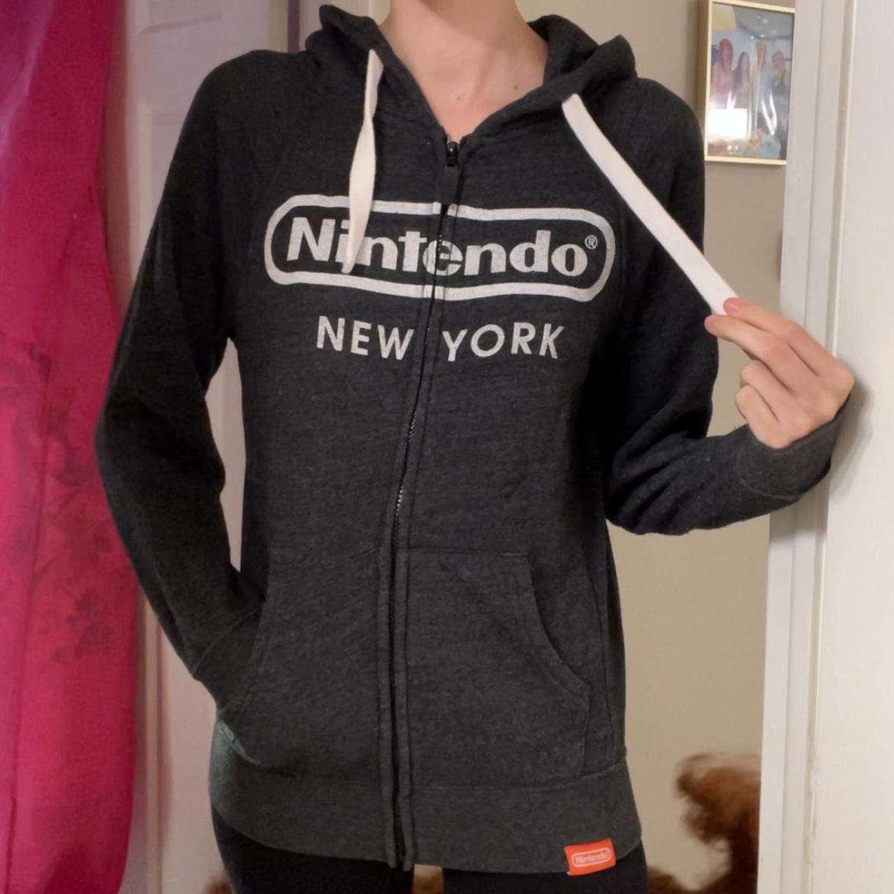 Official Nintendo dark grey zip up logo hoodie