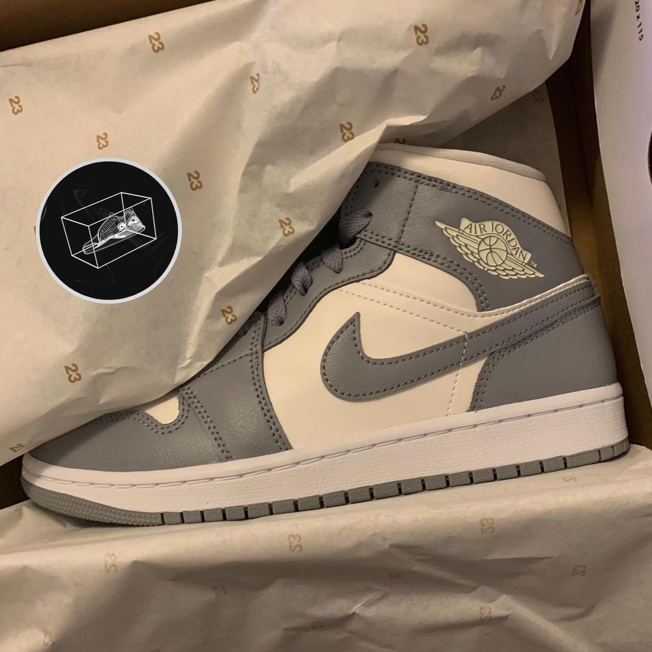 AIR JORDAN 1 MID GREY SAIL WOMENS UK 6 / US 8.5 /... - Depop