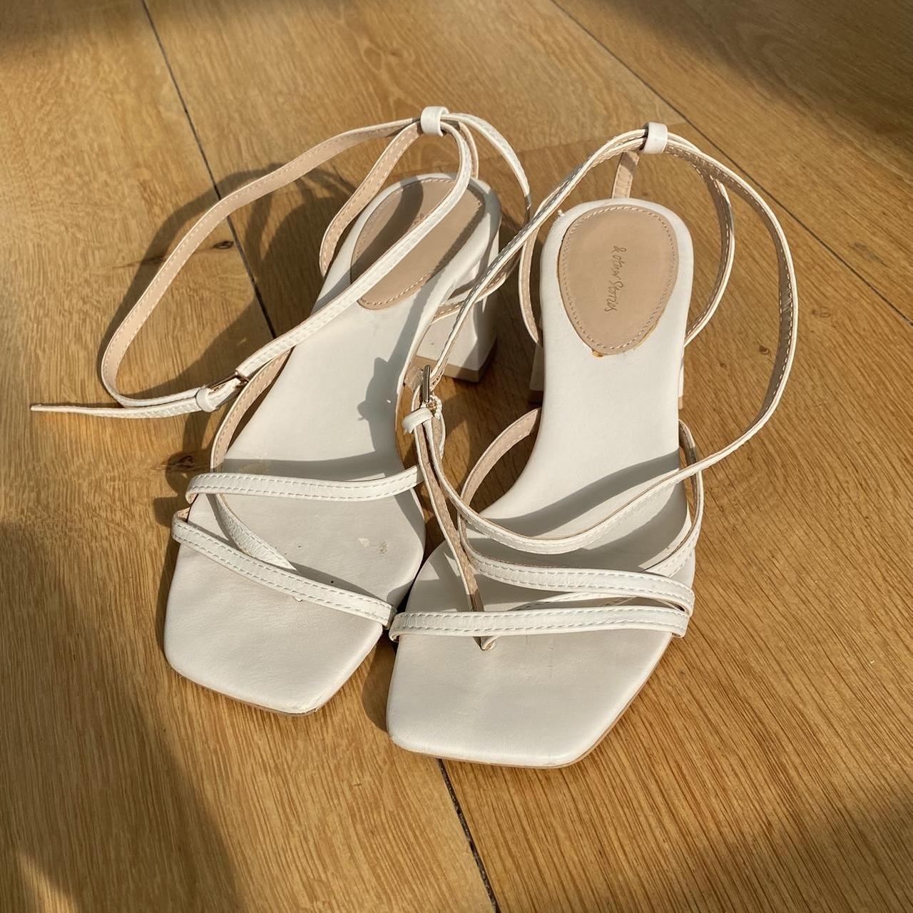 Strappy white block heels, Other Stories, Worn