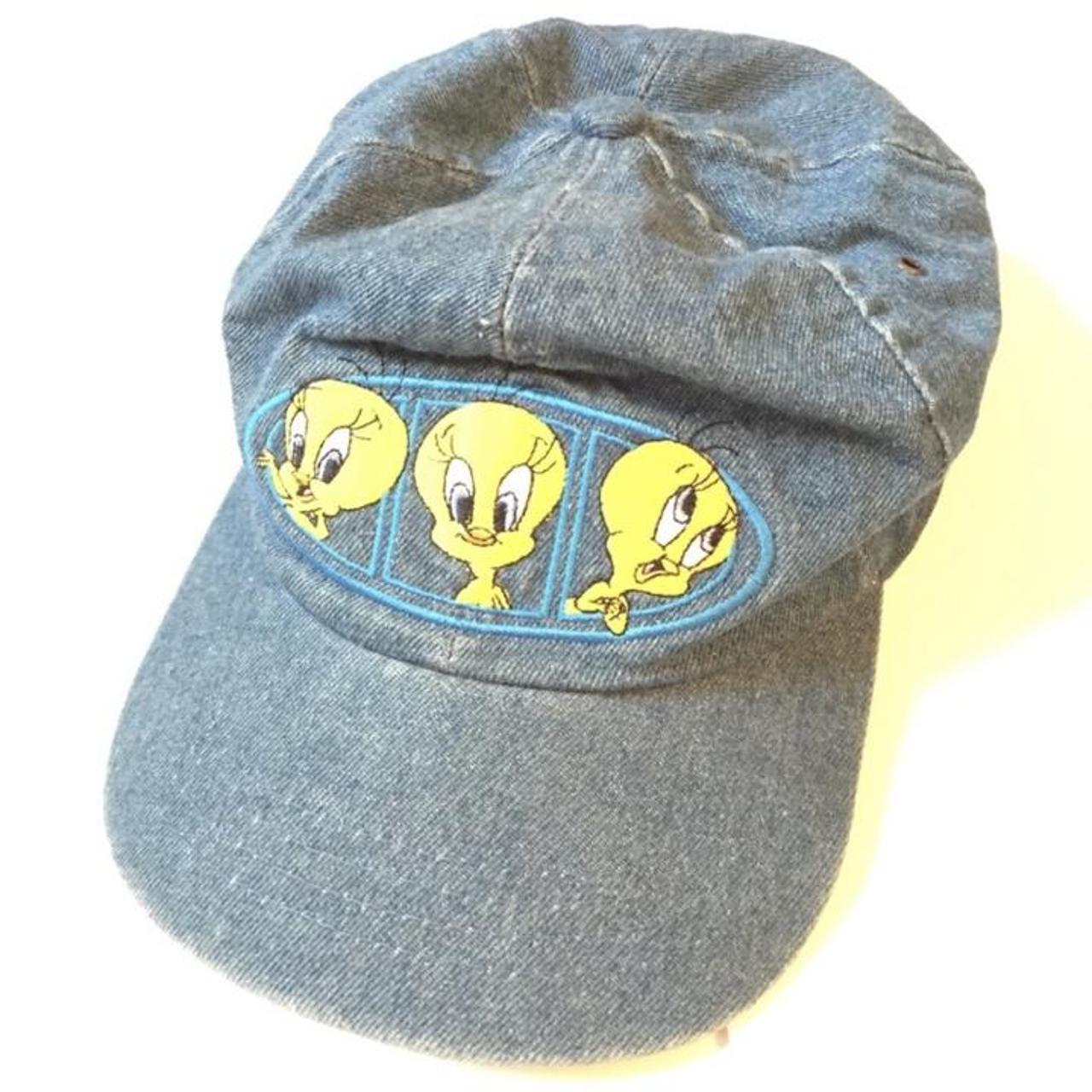 Vintage looney tunes tweety bird hat denim Awesome... - Depop