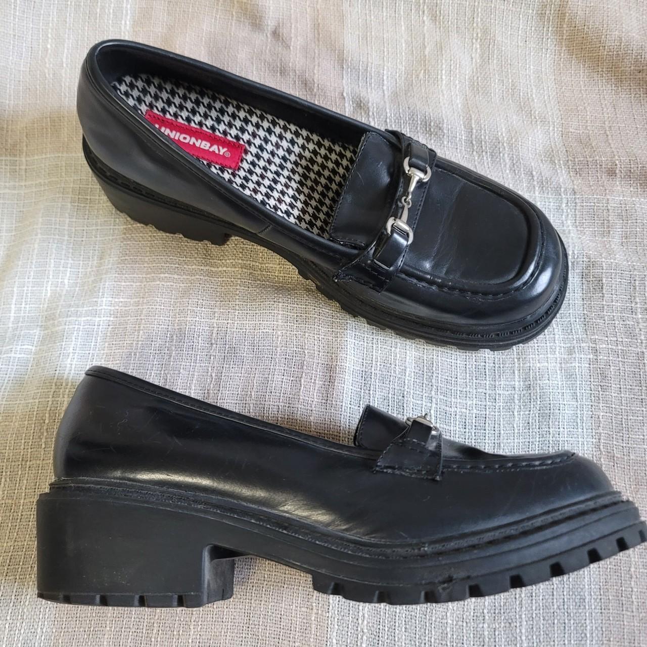 90s Chunky Black Loafers Retro 90s Chunky platform... - Depop