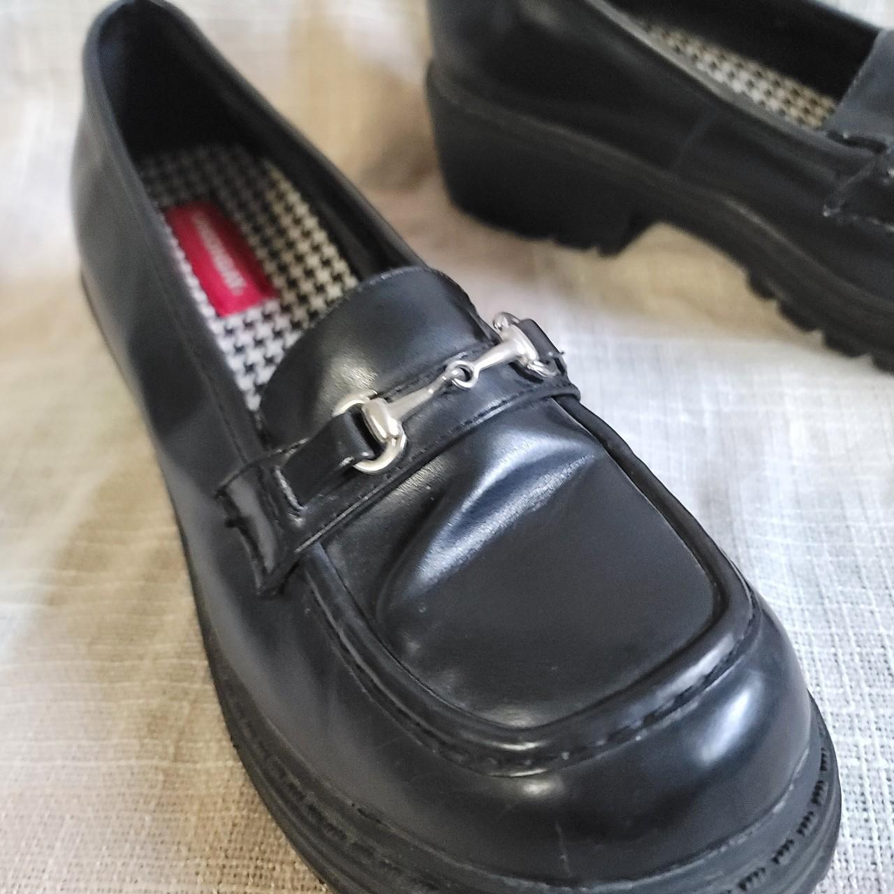 90s Chunky Black Loafers Retro 90s Chunky platform... - Depop